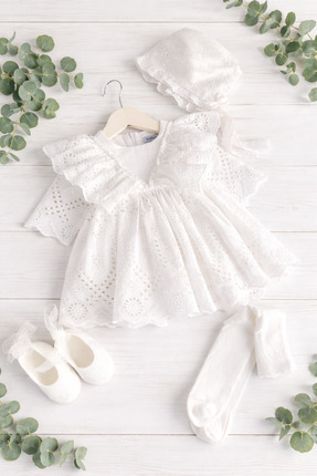 Baharda Nova Kız Bebek Güpürlü / Dantelli 4'lü Mevlüt Elbise Seti