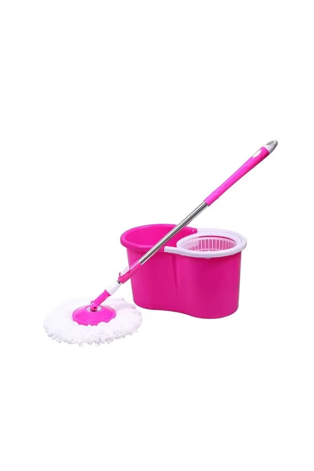 مجموعة ممسحة و دلو دوارة سهلة العصر والتنظيف، ممسحة ارضية مع عصارة دوارة ورأس من المايكروفايبر,احمر