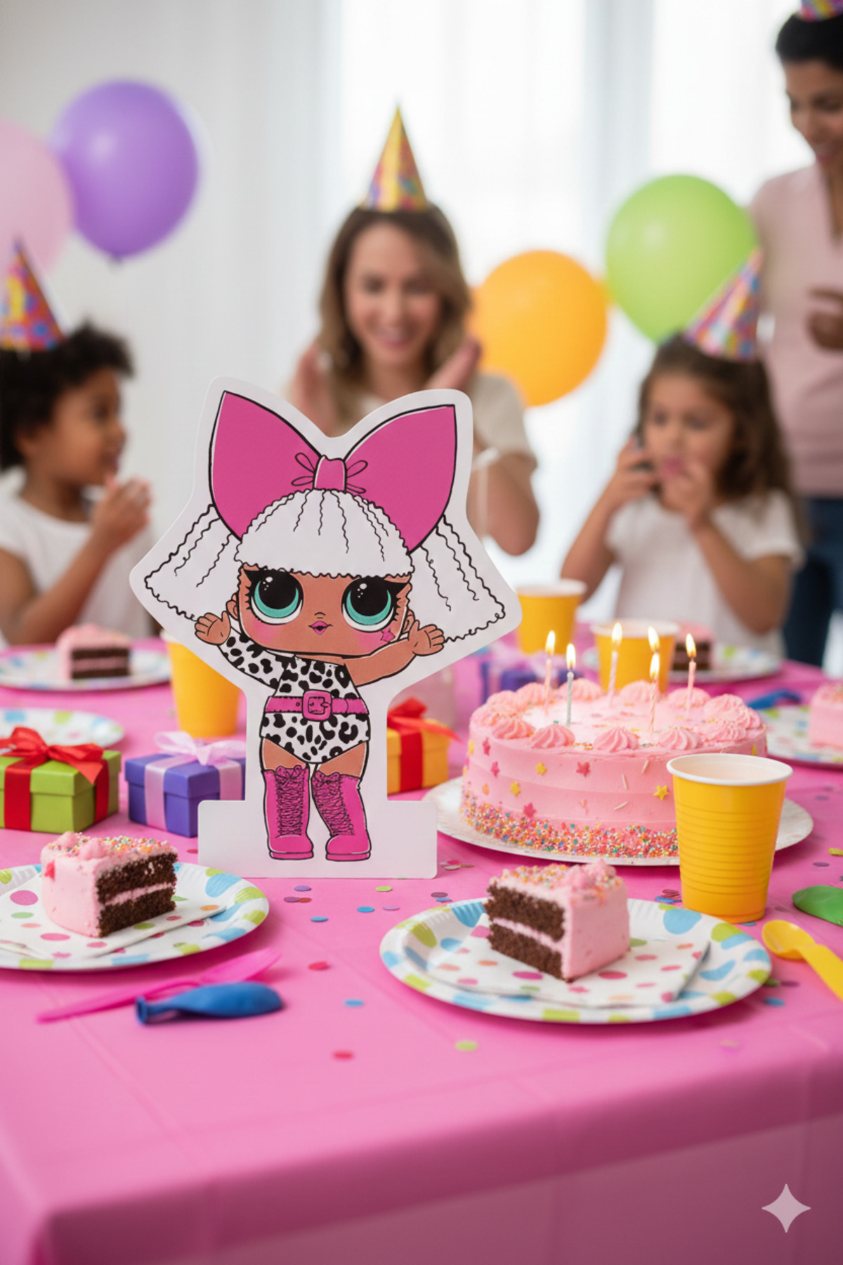 DODOMAR 35 cm – LOL Bebek Diva Ayaklı Pano Doğum Günü Parti Süsleme Dekoratif Pano