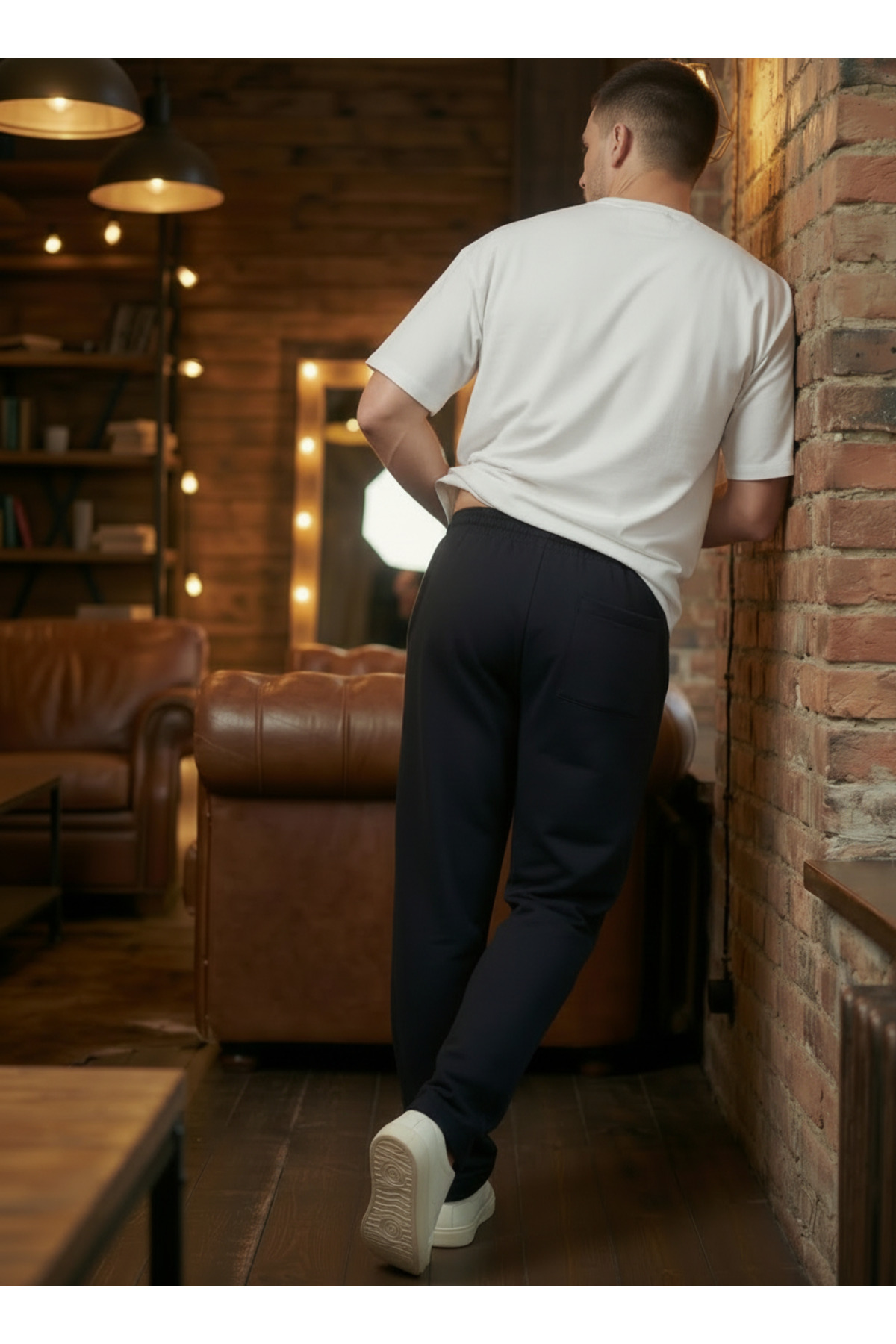 Veleno  Erkek Siyah Baggy Biyeli Oversize Relaxed 4 Mevsim Eşofman Altı Bol Paça 2 İplik Tam Kalıp - Görsel 7