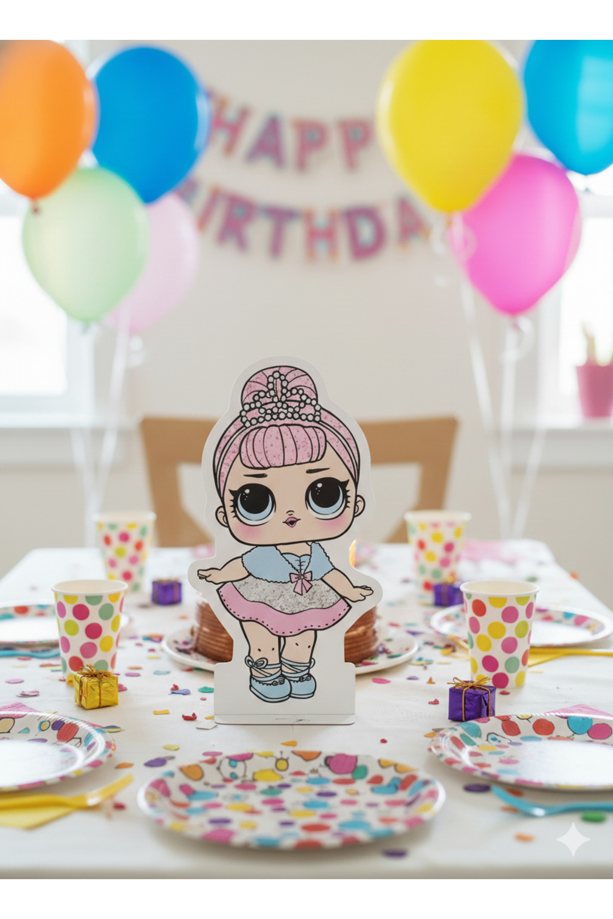 DODOMAR 35 cm – LOL Bebek Crystal Queen Ayaklı Pano Dekoratif Parti ve Konsept Süs