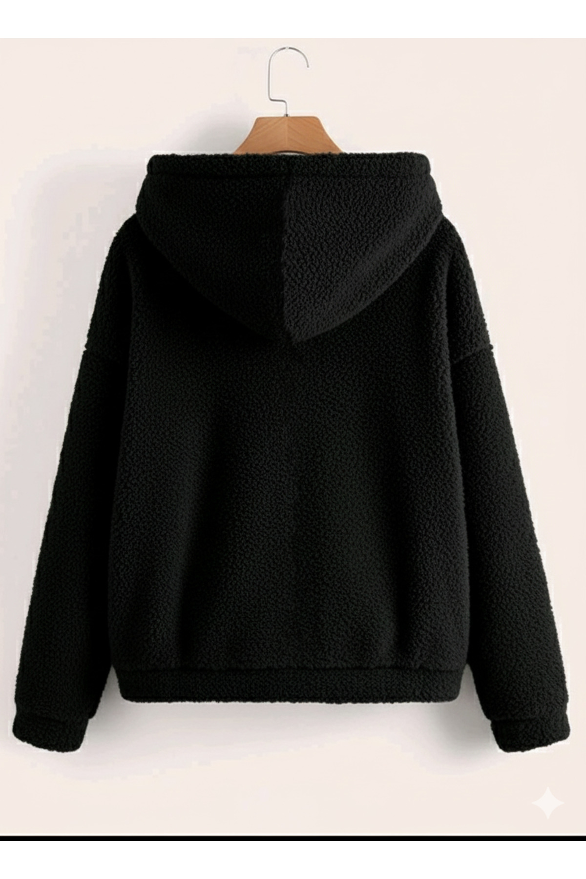 Boi Kadın Peluş Oversize Kışlık Fermuarlı Kapşonlu Peluş Hırka- Premium Kalite Kalın Fermuarlı Sweat görsel 2