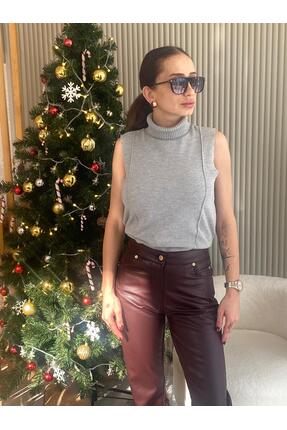 Modamistik Butik İçi Şardonlu Deri Pantolon