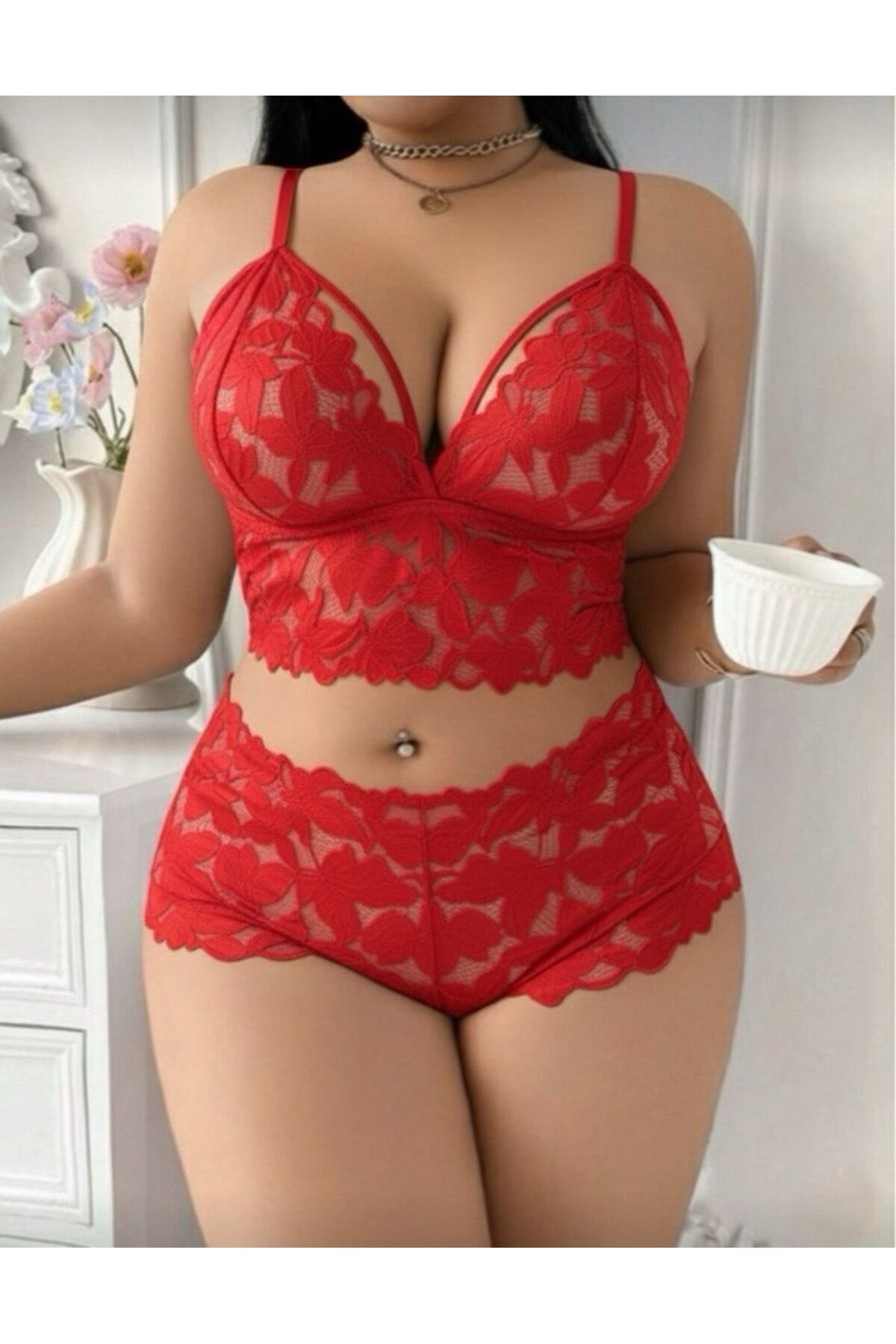 GLOWNİGHT Kadın Asimetrik Fantezi Sexy Sütyen Kilot Takımı