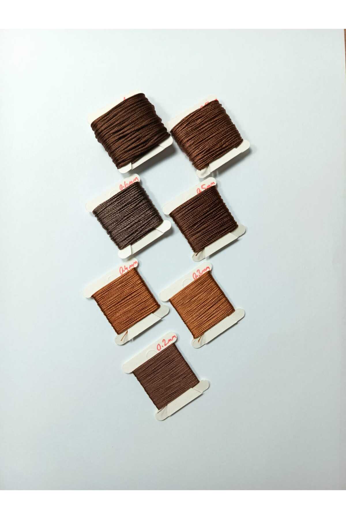 10 Metre 7 Ölçü Tesbih ipi Seti 0.2 Mm 0.3 Mm 0.4 Mm 0.5 Mm 0.6 Mm 0.8 Mm 1 Mm Kahverengi Renk