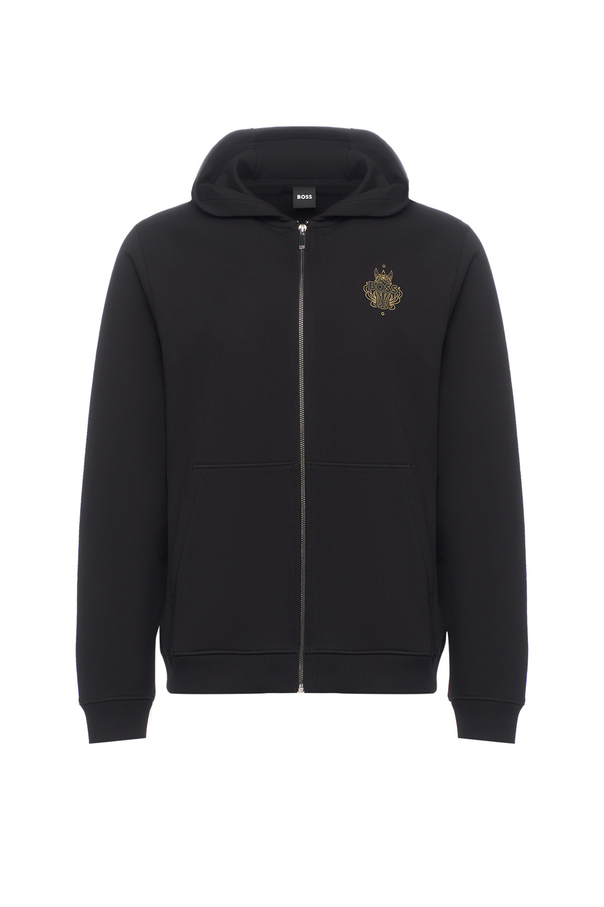 باس تی‌شرت آستین بلند مردانه طرح زیپ‌دار معمولی، رنگ مشکی، کلاه‌دار، کد ۵۰۵۵۶۴۲۷-۰۰۱