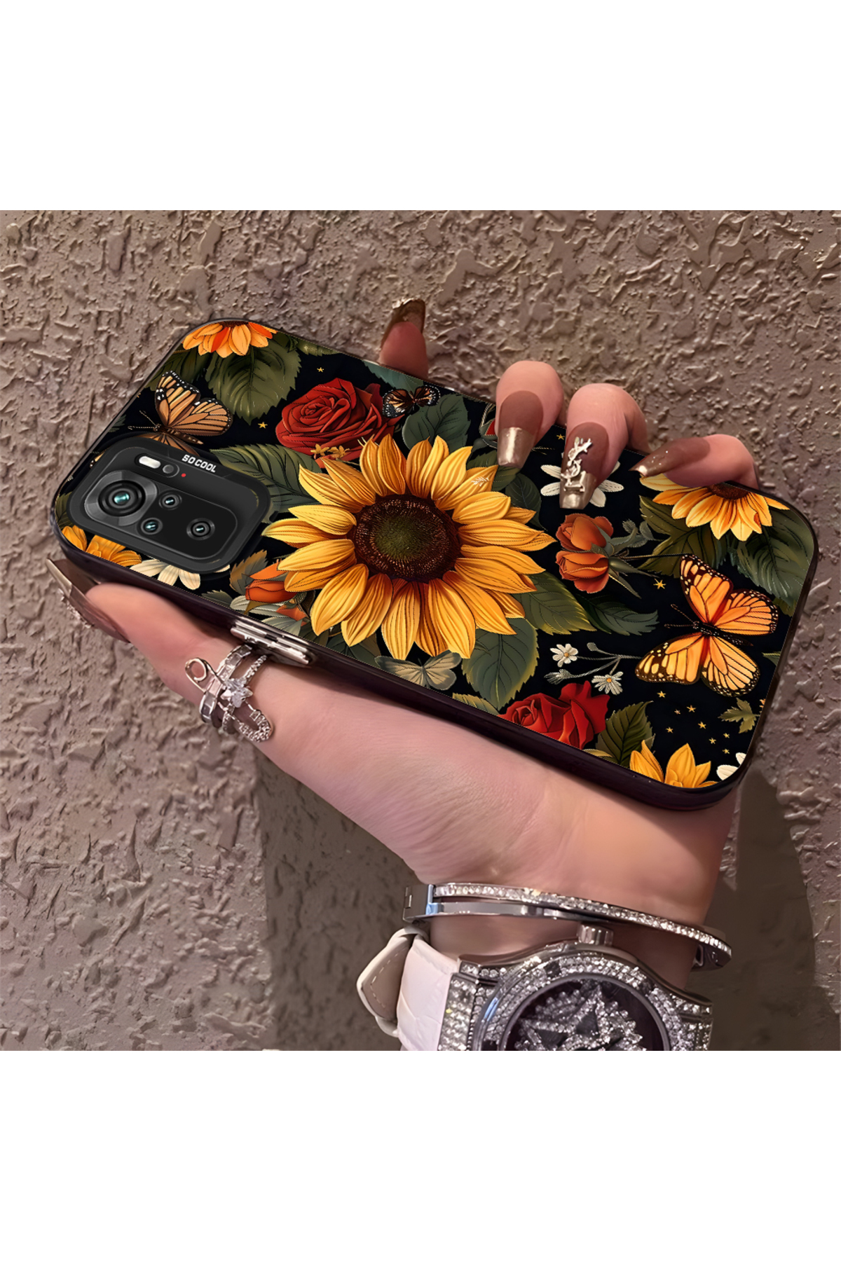 Xiaomi Redmi Note 10S Compatible Phone Case Camera protection Hard Back Anti Fall Fresh flowers