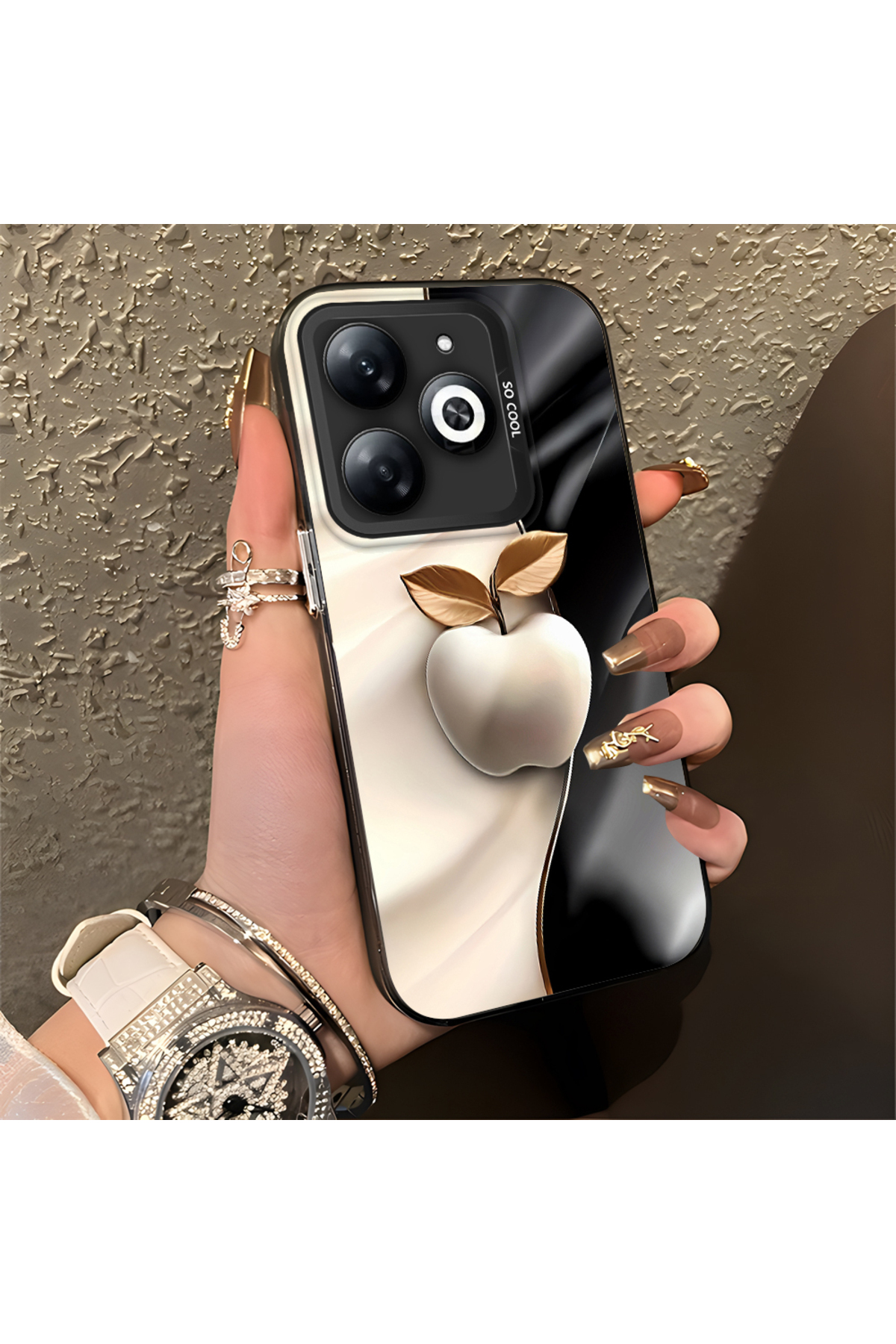 Infinix Hot 40i Compatible Case Hard shell Anti Fall Phone Case Apple Pattern