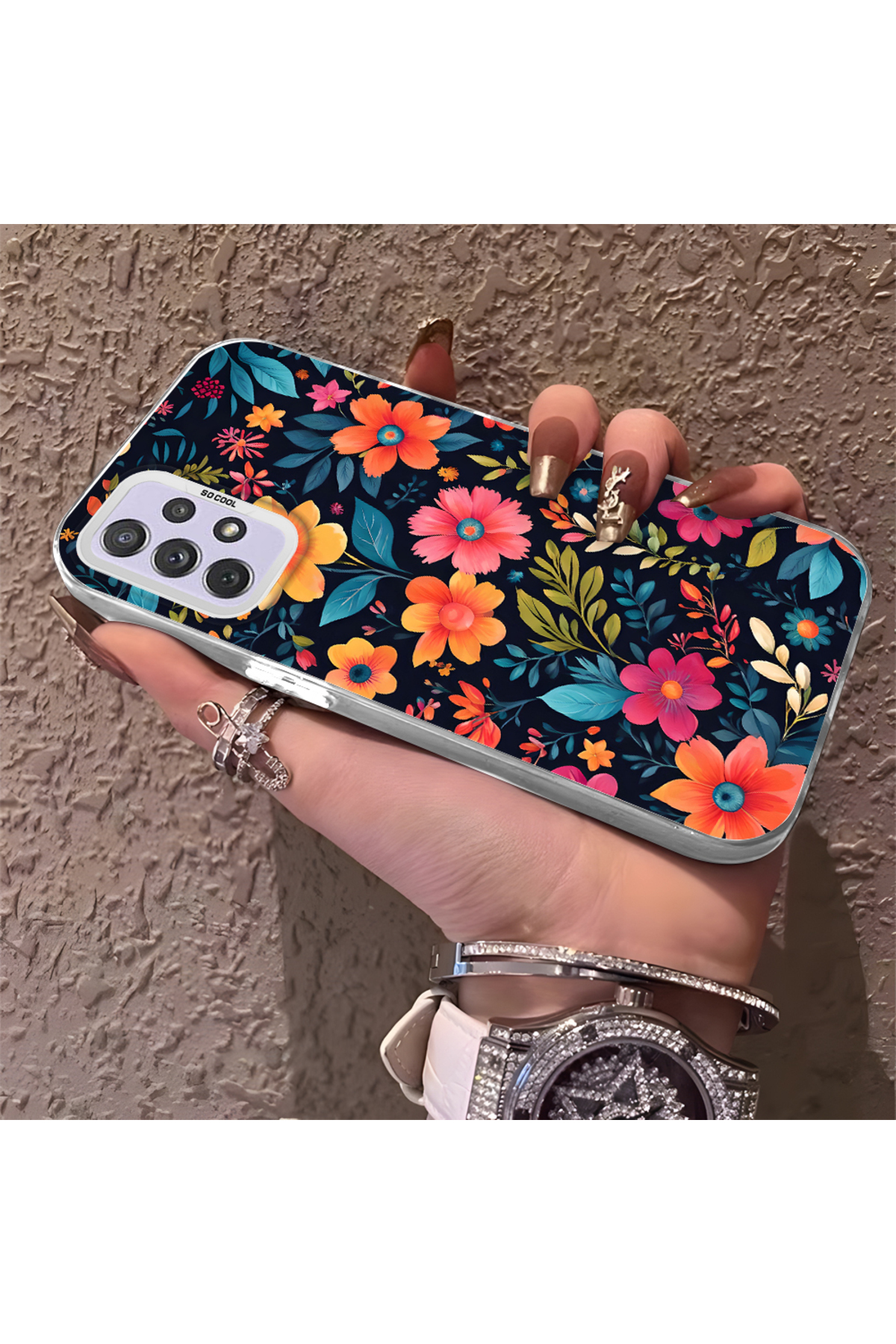 Samsung Galaxy A72 Compatible Phone Case Camera protection Hard Back Anti Fall Fresh flowers