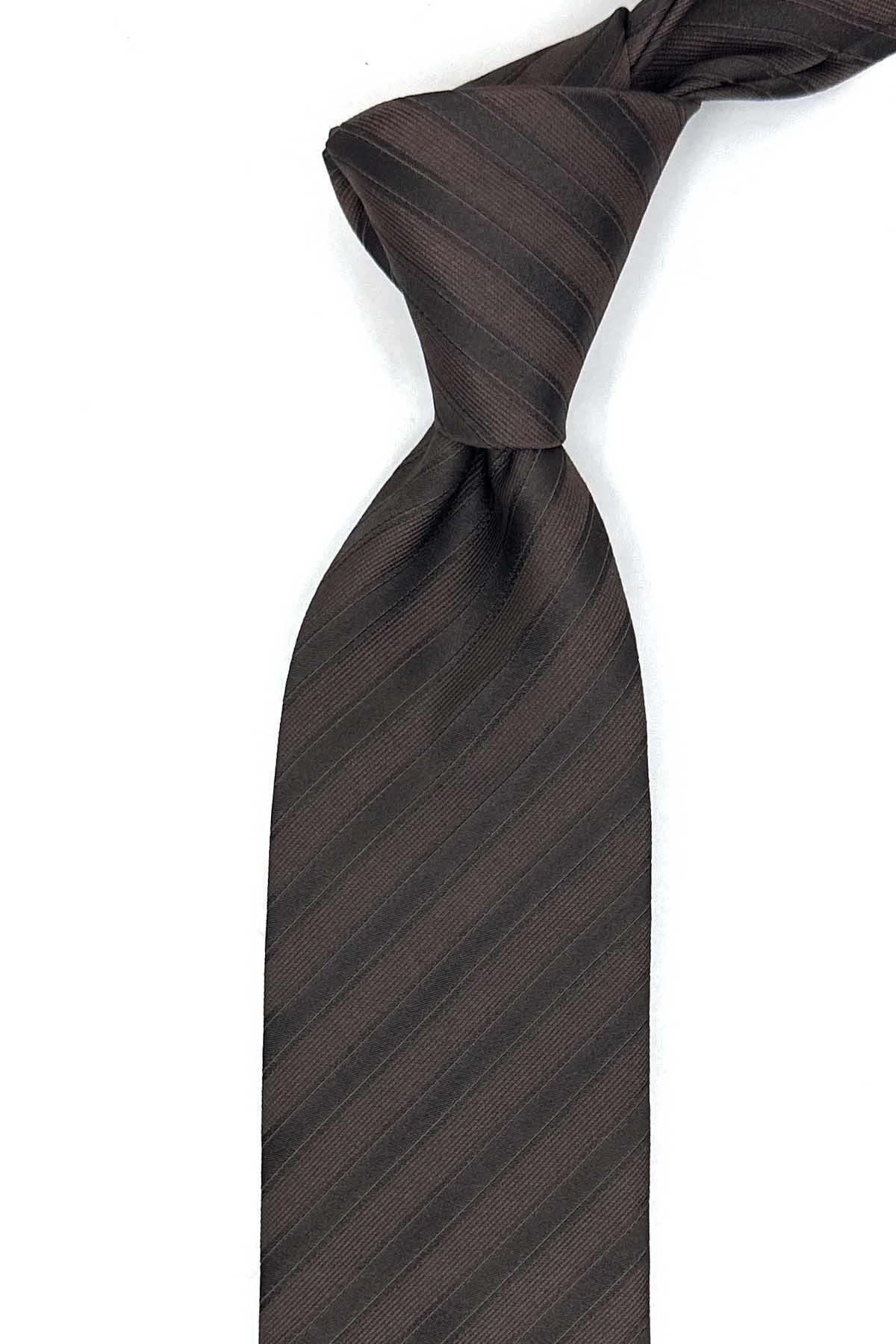  کراوات ابریشمی ایتالیایی قهوه‌ای مدل Sampolo مدل IK2127