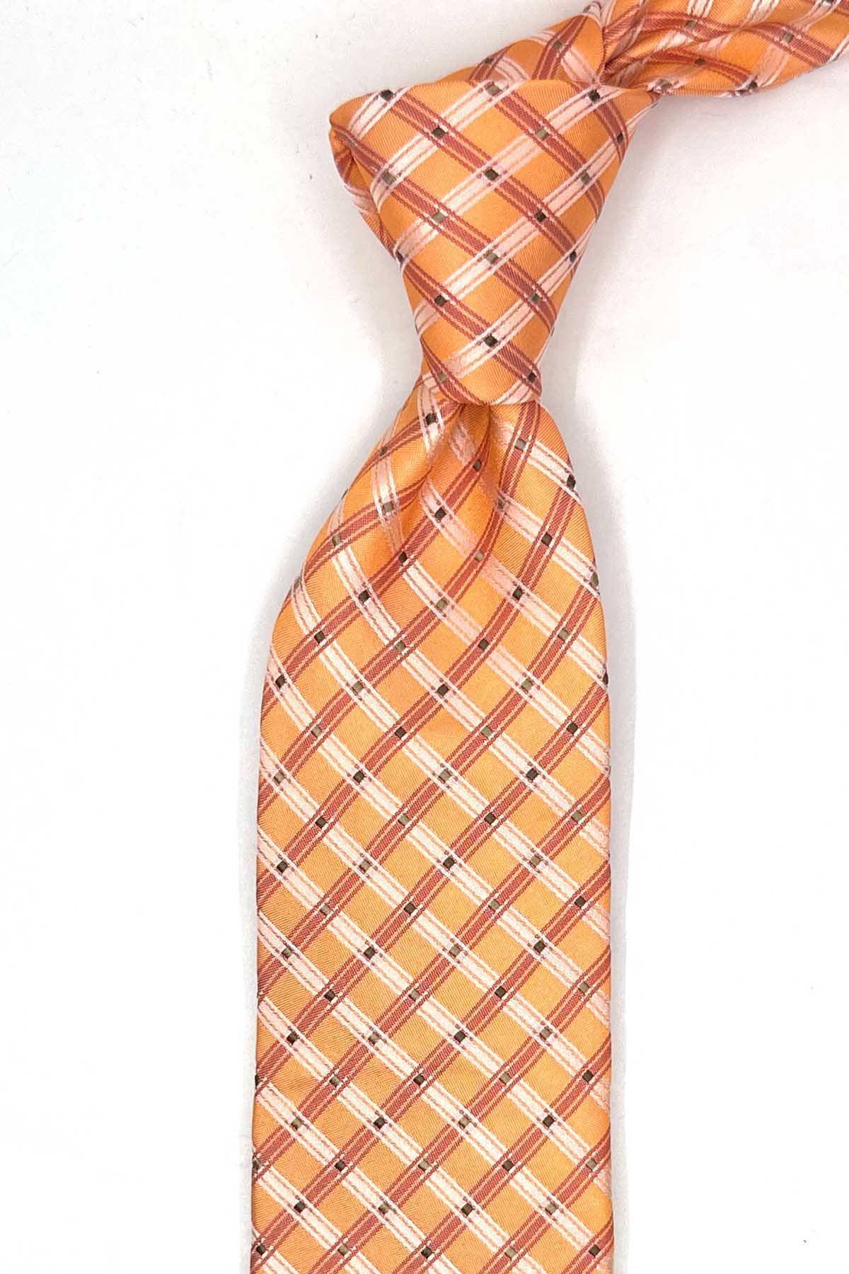  کراوات ابریشمی ایتالیایی نارنجی مدل Popolasca مدل IK2153