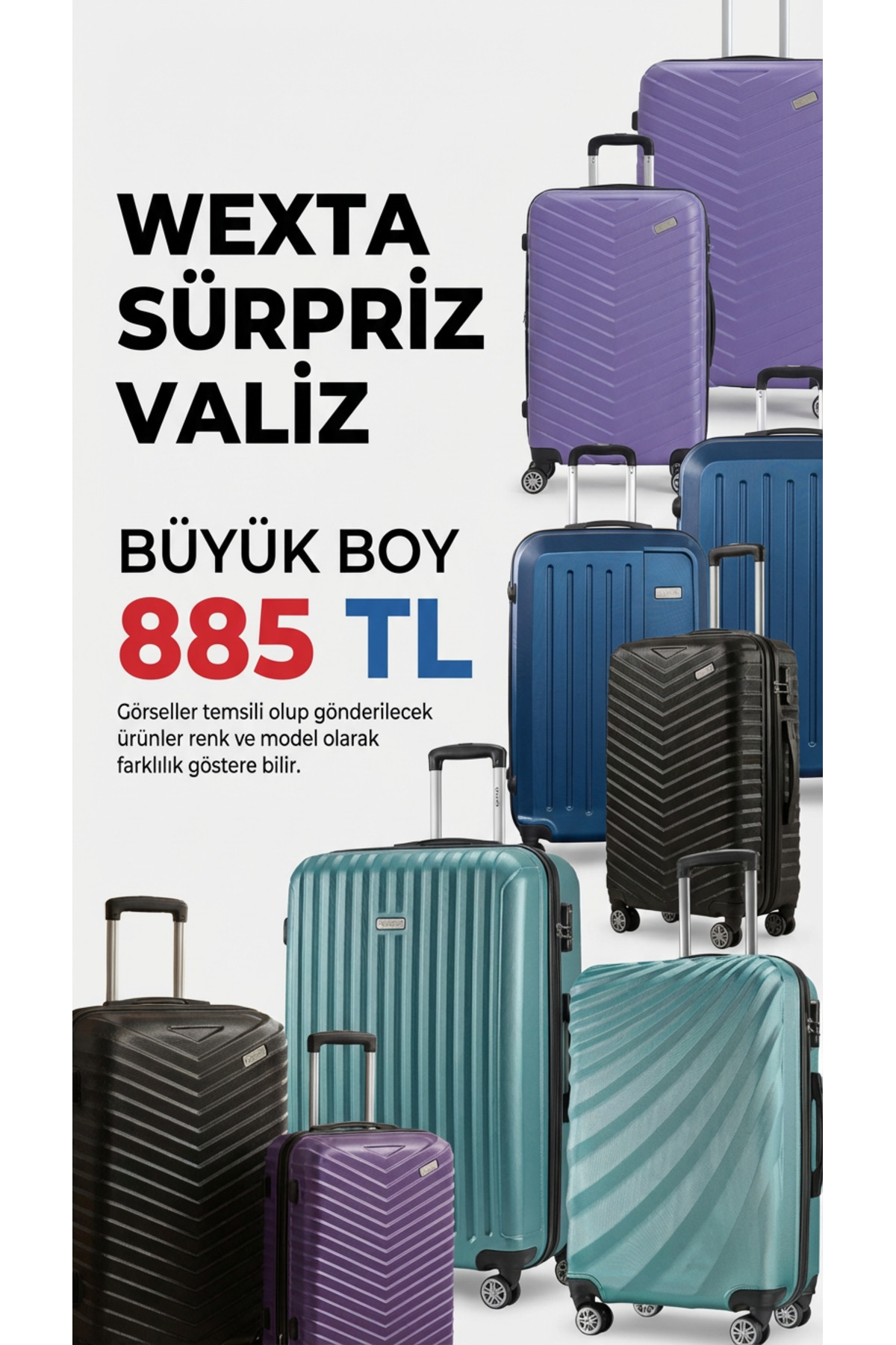 Wexta Valiz - BÜYÜK BOY - Karışık Renk ve Model