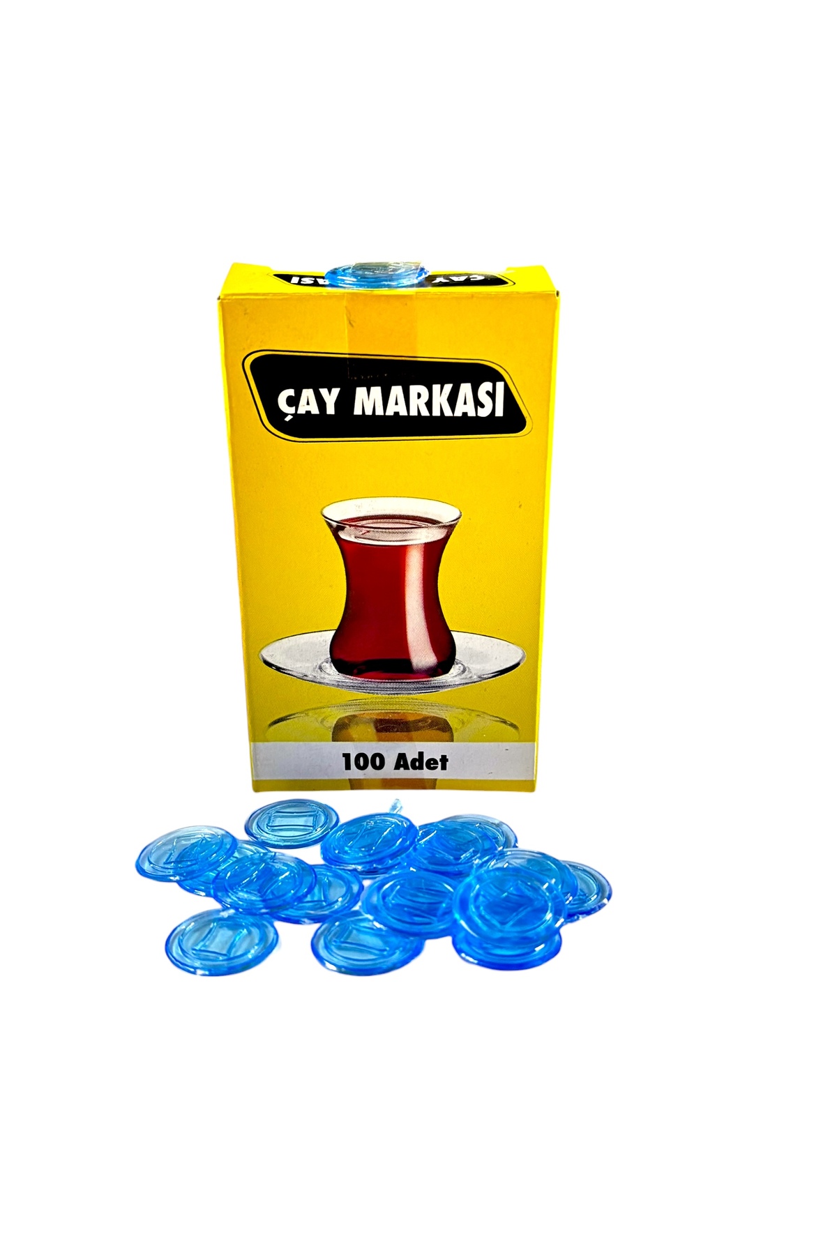 TOMBİ-X 100 lü Çay Markası Yuvarlak ŞEFFAF MAVİ