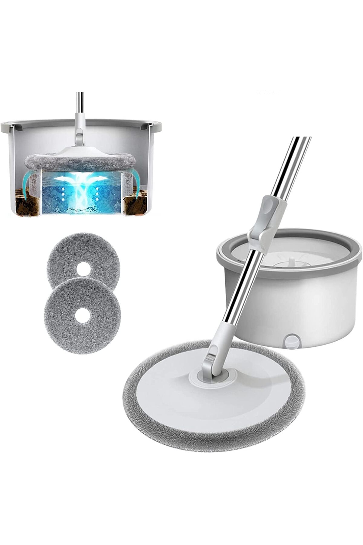 سطل وممسحة سبين 360 درجة بعزل الماء – تنظيف بدون عصر ومجهود أقل,دلو دائري مع 2 منشفة هدية 🎁