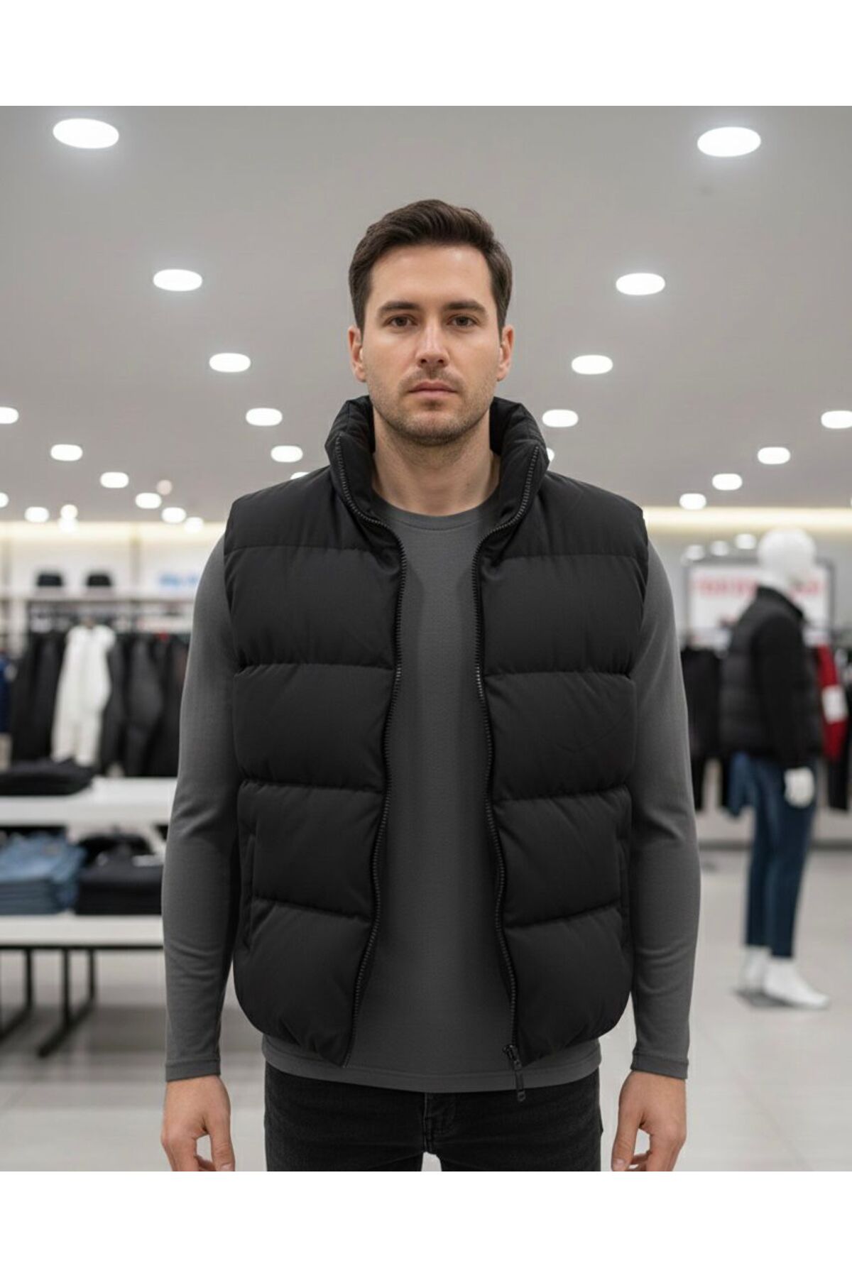 CAST COLLECTİON  Unısex Siyah Elyaf Dolum Şişme Yelek - Görsel 2