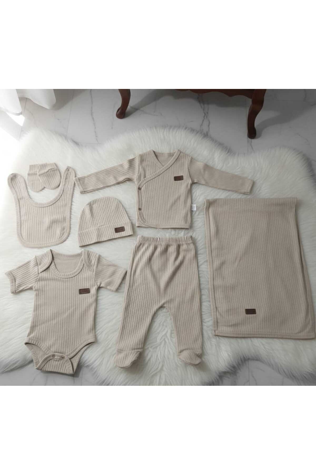 Kidzes Raporlu Kız&Erkek Bebek Yeni Doğan-Hastane Çıkışı 7'liSet (Battaniye Dahil) %100 Pamuk (KREM RENK) fotoğrafı 2 (önizleme)