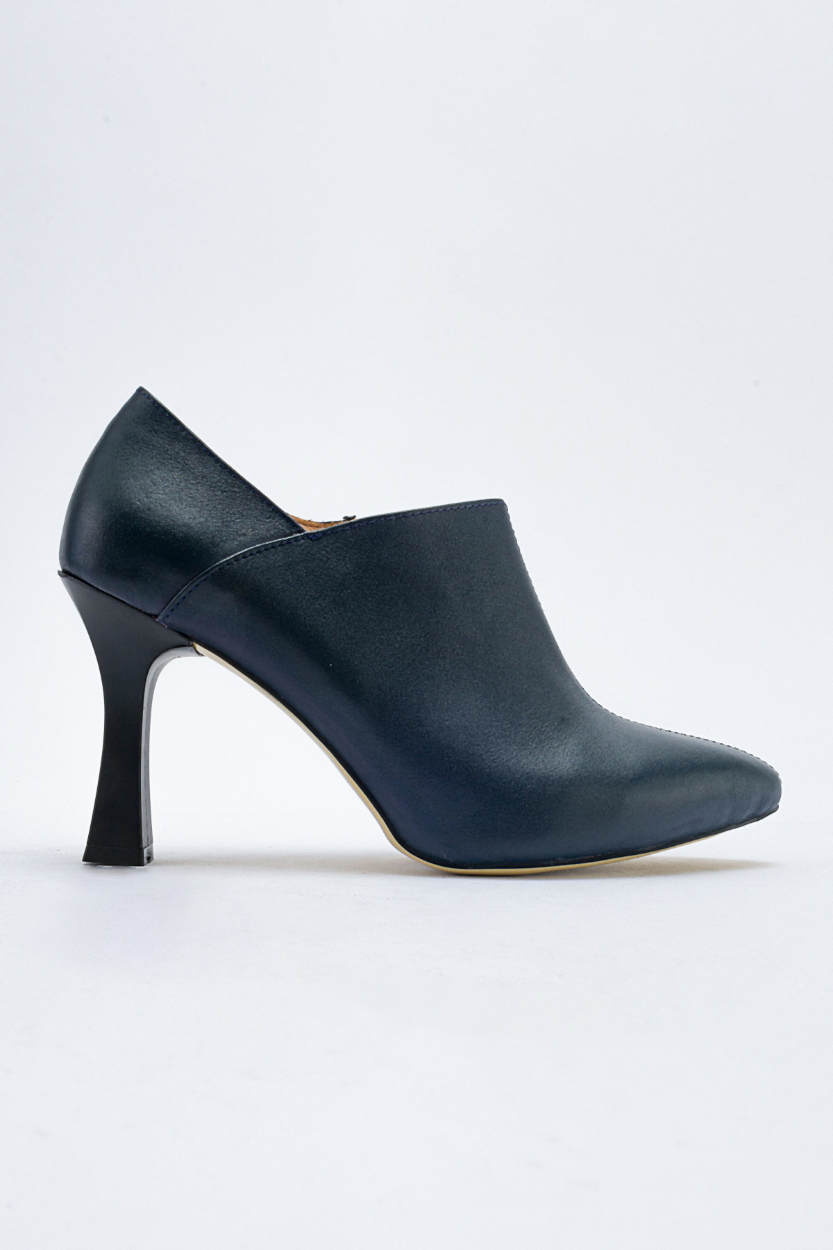 GNS Shoes LANDO Hakiki Deri Lacivert Cilt İnce Topuklu Botie görsel 3