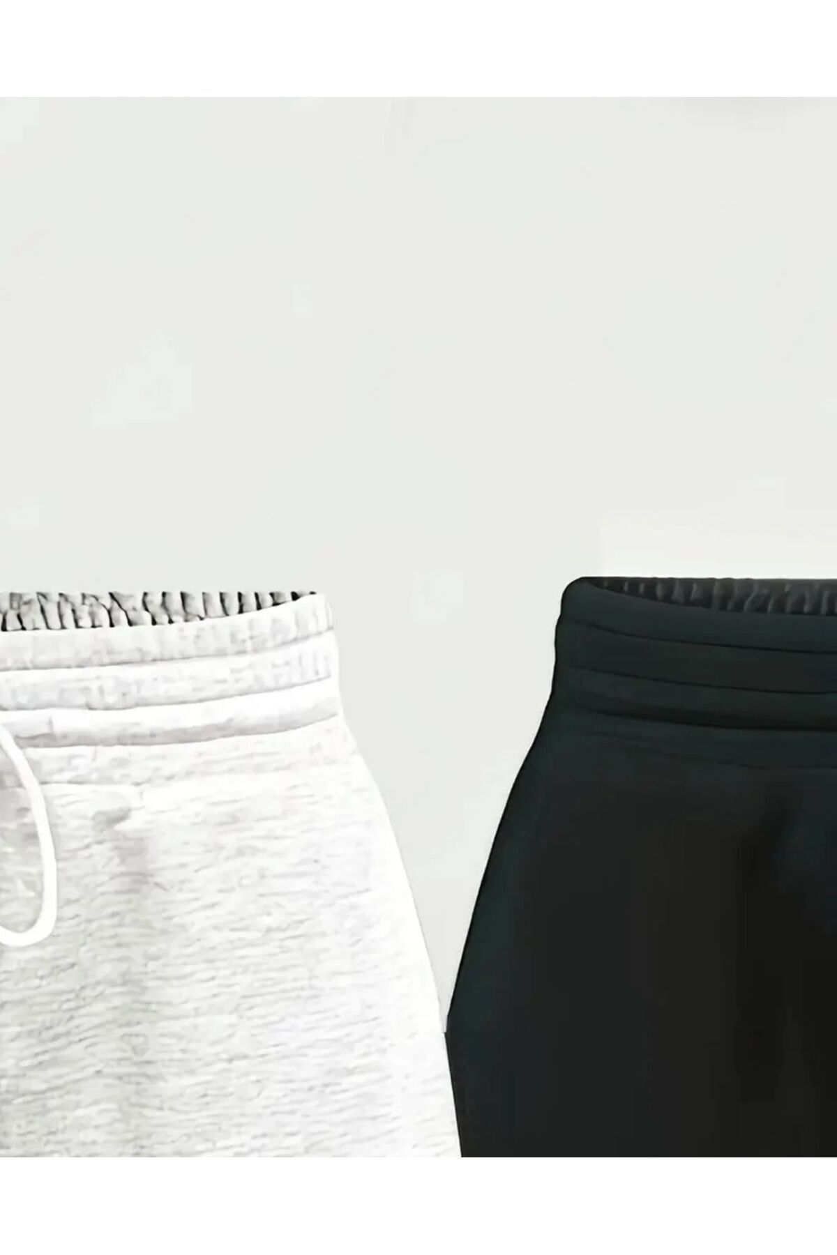 SULVERY  iki adet siyah gri rahat kalıp bol eşofman altı - Görsel 4