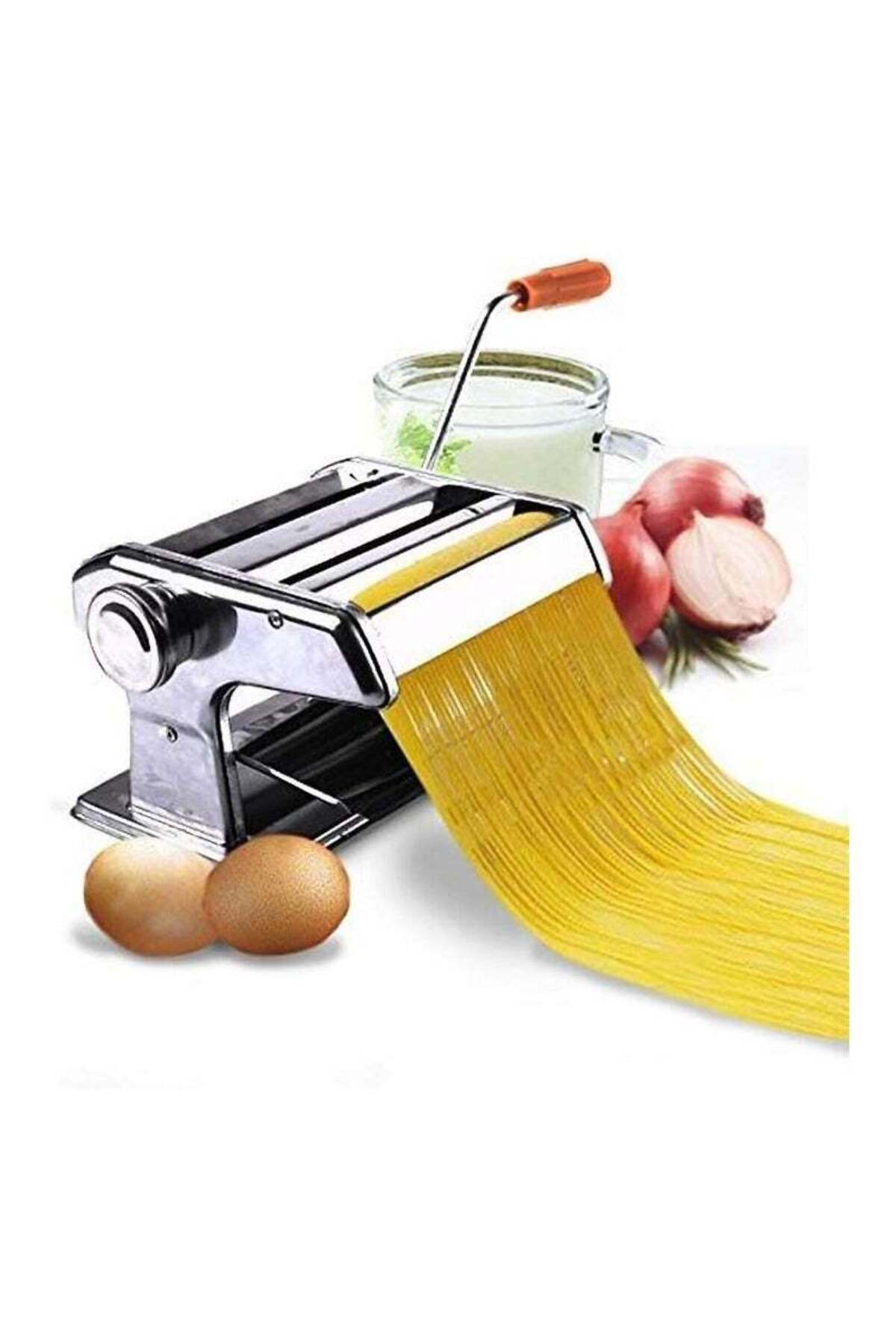 آلة صنع المعكرونة اليدوية ستانلس ستيل – فرد وتقطيع العجين بسهولة,صانعة باستا مع مقبض خشبي