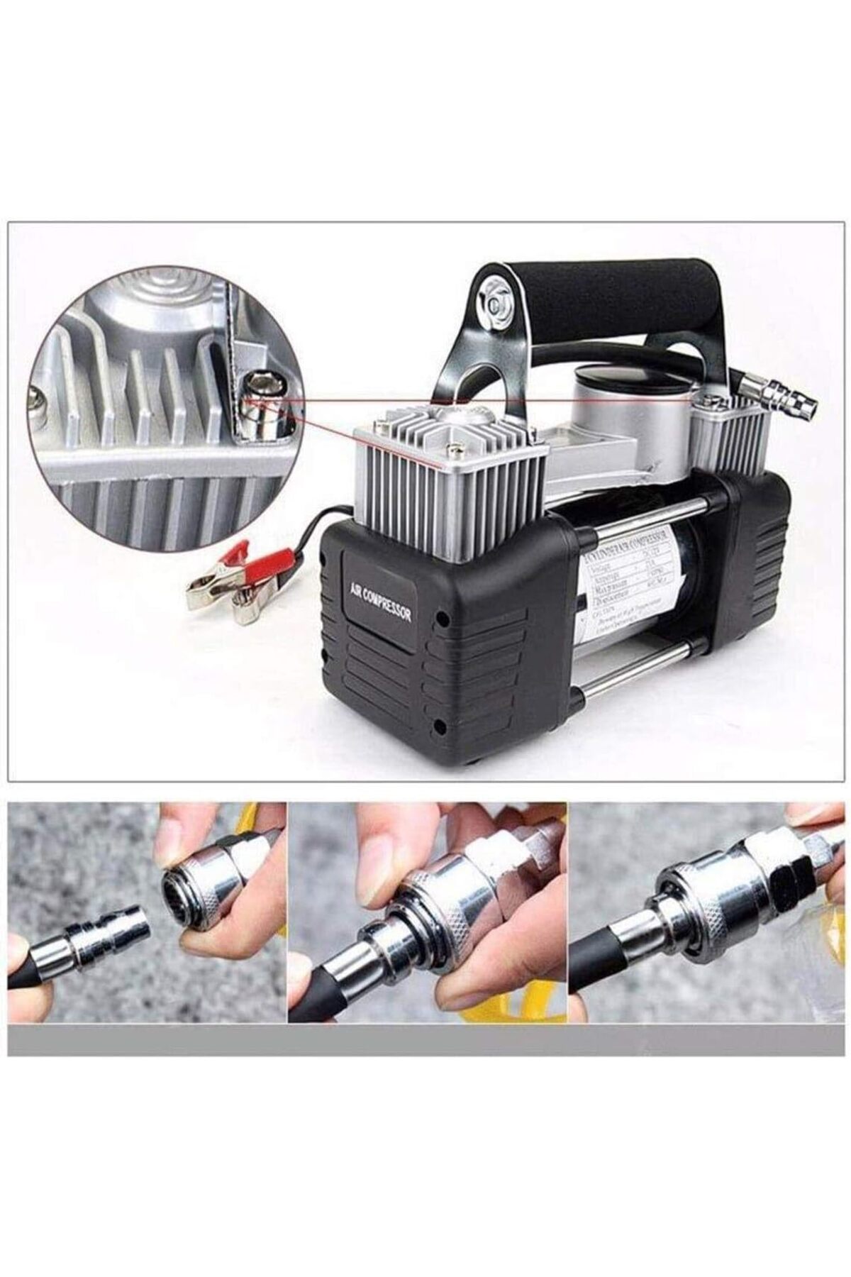 منفاخ هواء 2 سلندر- للسيارات والدراجات و جوانب الطرق وحالات الطوارئ والتخييم,كومبروسور