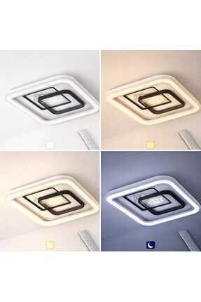 CanAydınlatma Tavana Sıfır Plafonyer Kumandalı Avize 4 Renk LED (Beyaz Sarı G...