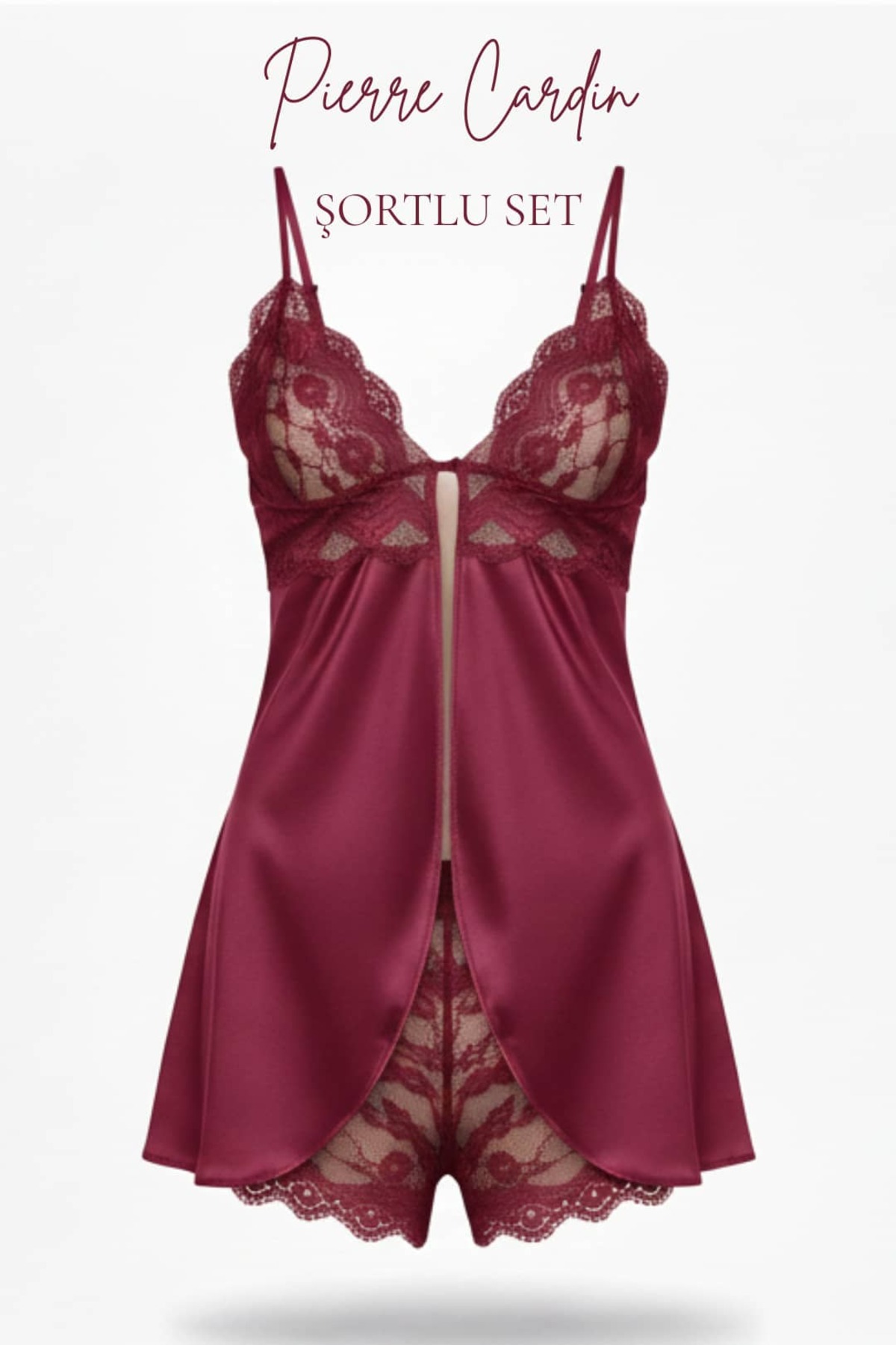 Pierre Cardin 632 Saten Dantelli Şortlu Set