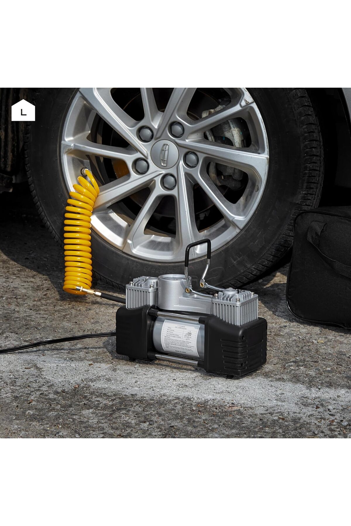 منفاخ هواء 2 سلندر- للسيارات والدراجات و جوانب الطرق وحالات الطوارئ والتخييم,كومبروسور