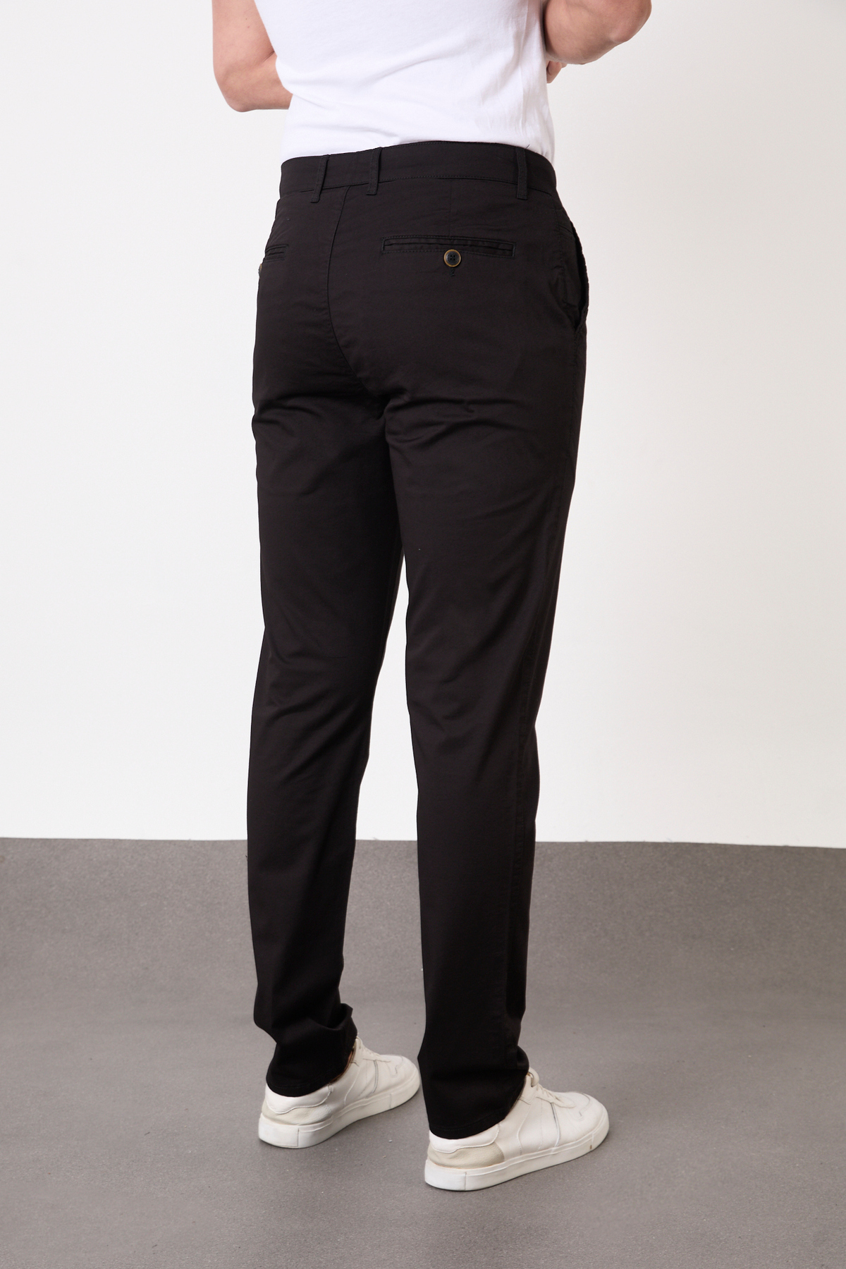 BROCARD Erkek Regular Fit Geniş Kesim Likralı Pamuklu Esnek Siyah Chino Kanvas Pantolon görsel 6
