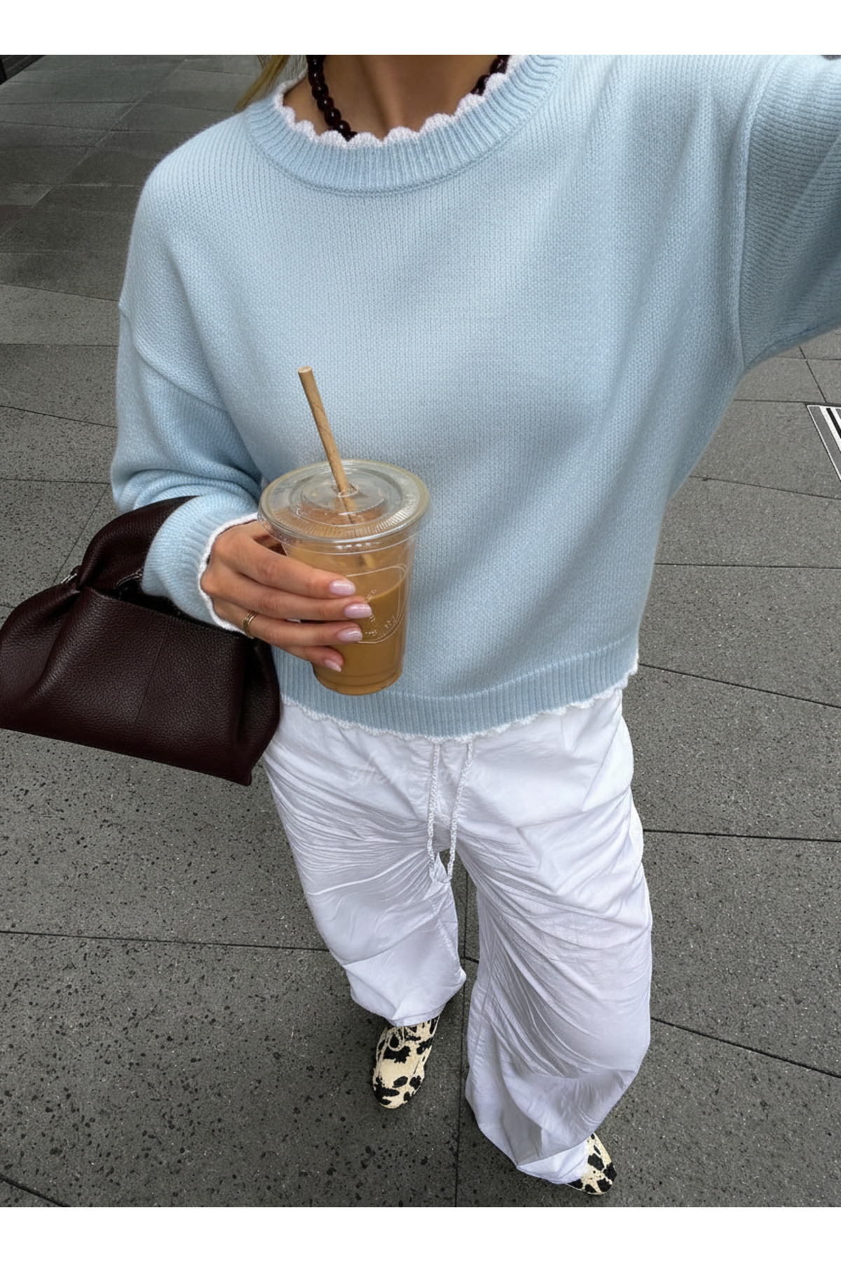 Dier Moda  Kadın Dalgalı Kenar Detaylı Salaş Bisiklet Yaka Kazak - Yumuşak Dokulu Triko, Kadın kazak Fmoda3079 - Görsel 5