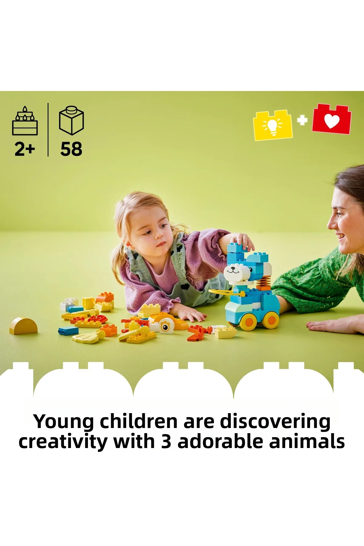 ® Duplo ® شهر ۳ در ۱ حیوانات چرخ‌دار ۱۰۴۴۸ – مجموعه ساختنی اسباب‌بازی آموزشی ۲+ (۵۸ قطعه)