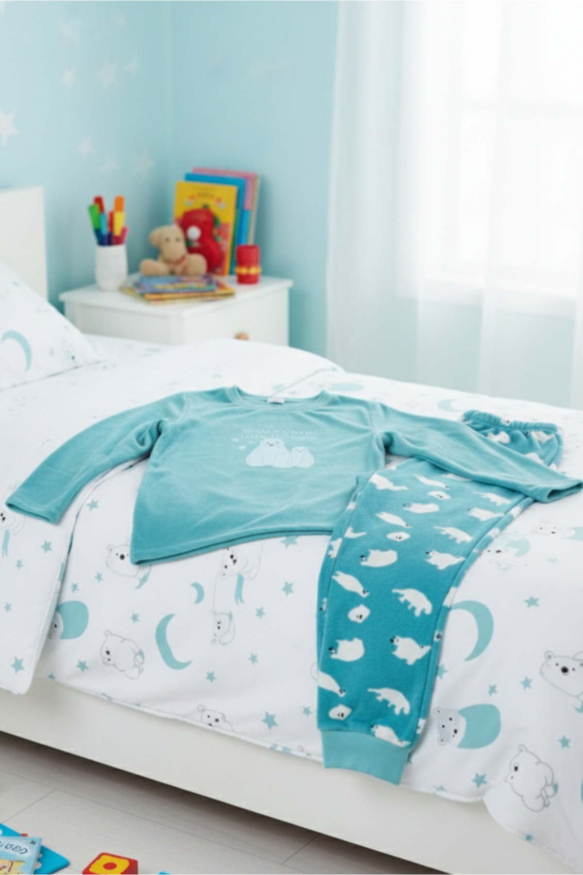 DOFİ Erkek Çocuk Turkuaz Süper Soft Pijama Takımı fotoğrafı 3 (önizleme)