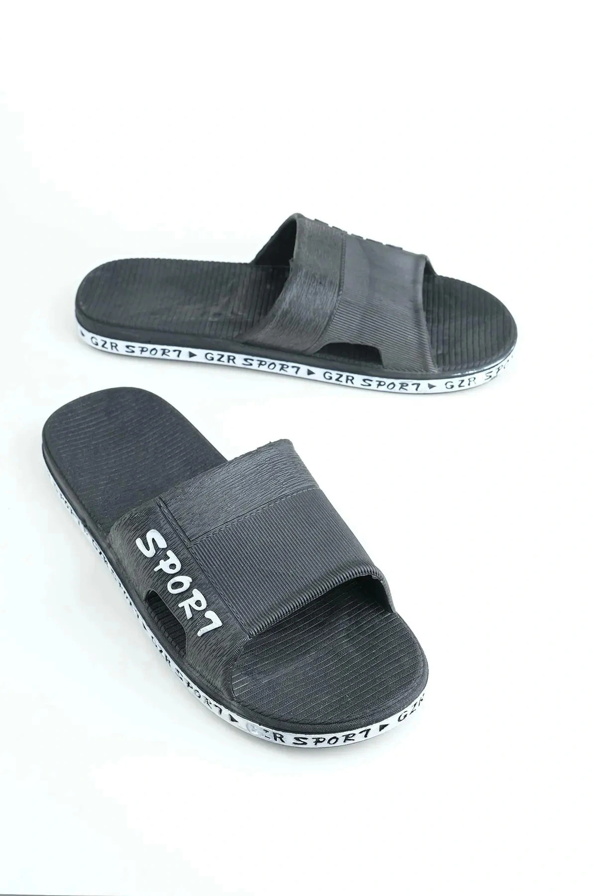 GEZER Kaymaz Taban, Banyo, Balkon, Havuz, Deniz, Plaj Için Siyah - Beyaz Terlik