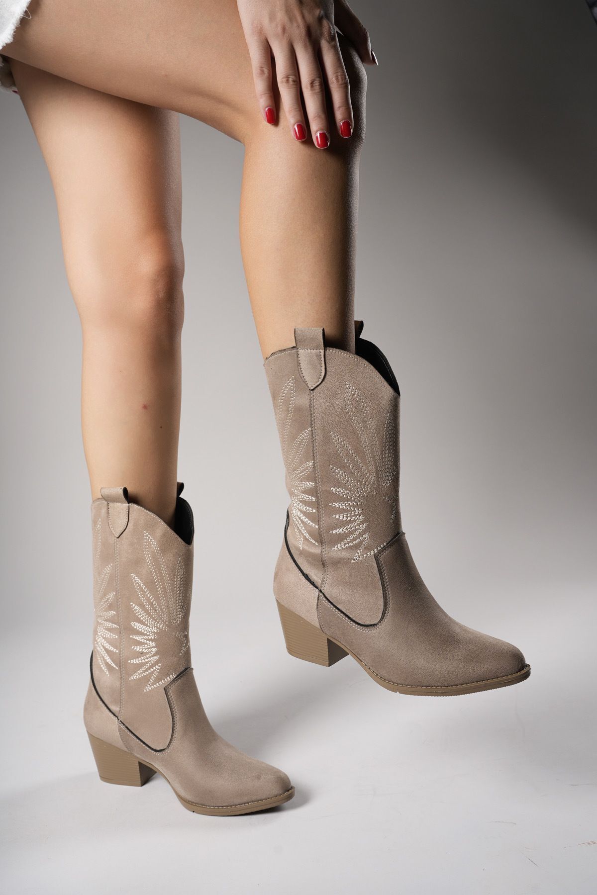 Riccon  Rhifthil Kadın Çizme 00125001 Vizon Süet - Görsel 7