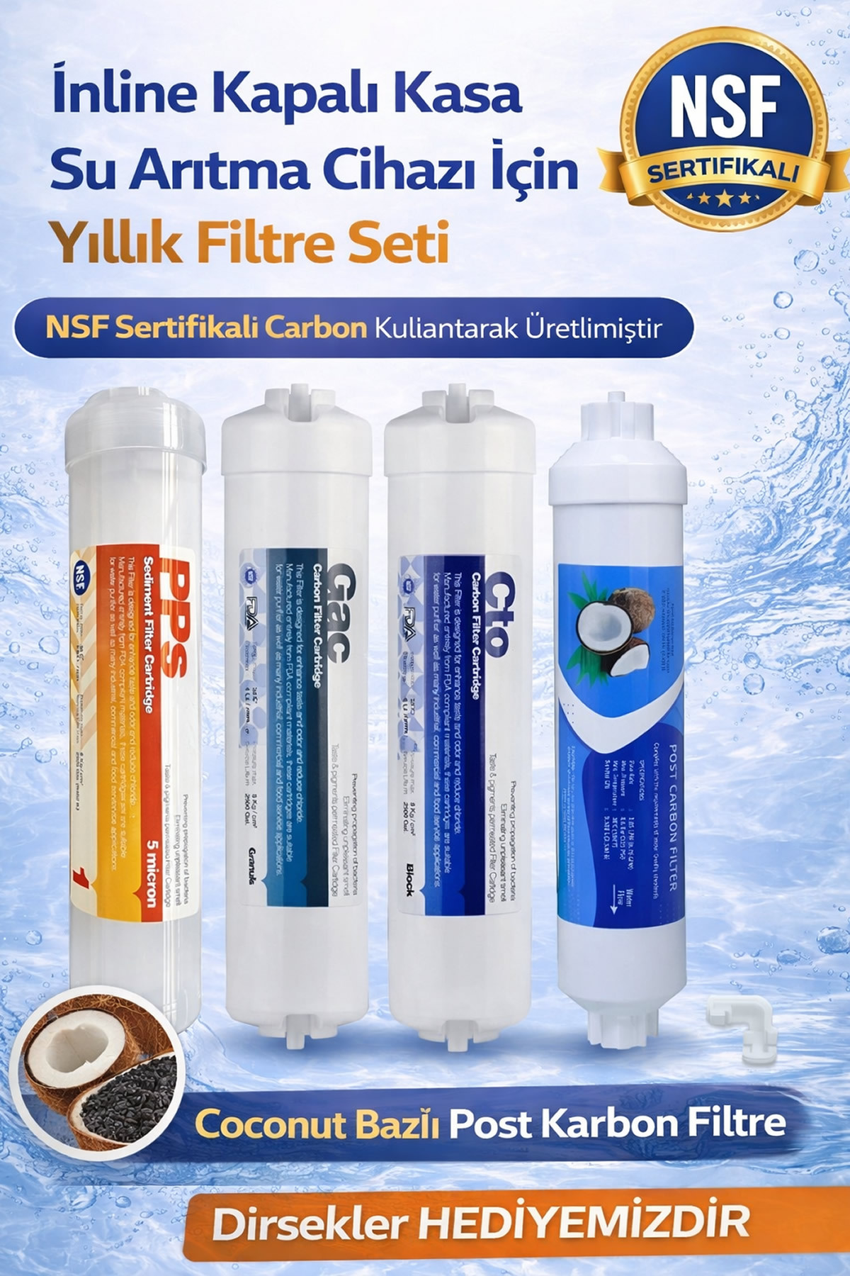 4-Piece Inline Filter Set Compatible with Closed Case Water Purifiers