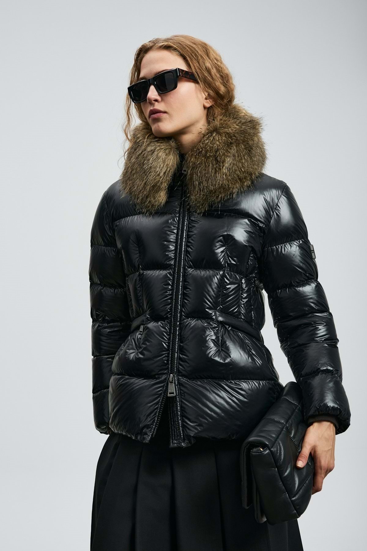 Lufian  122120042 Klemantın Kaz Tüyü Kadın Mont SİYAH - Görsel 7