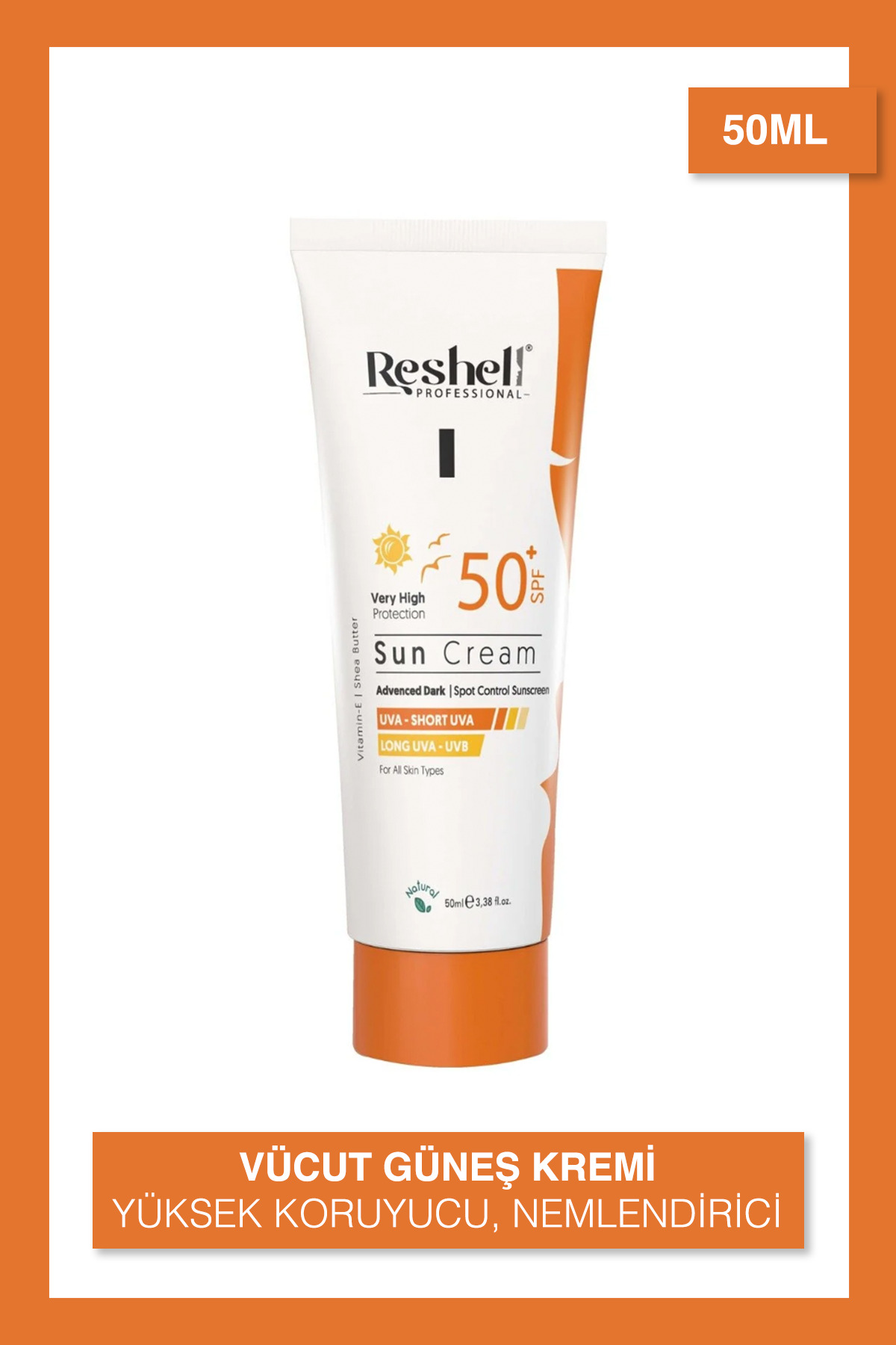Reshell Spf 50 Yüksek Koruyucu Vücut Güneş Kremi Nemlendirici 50 ml — Reshell En İyi Sun Scream R-1903