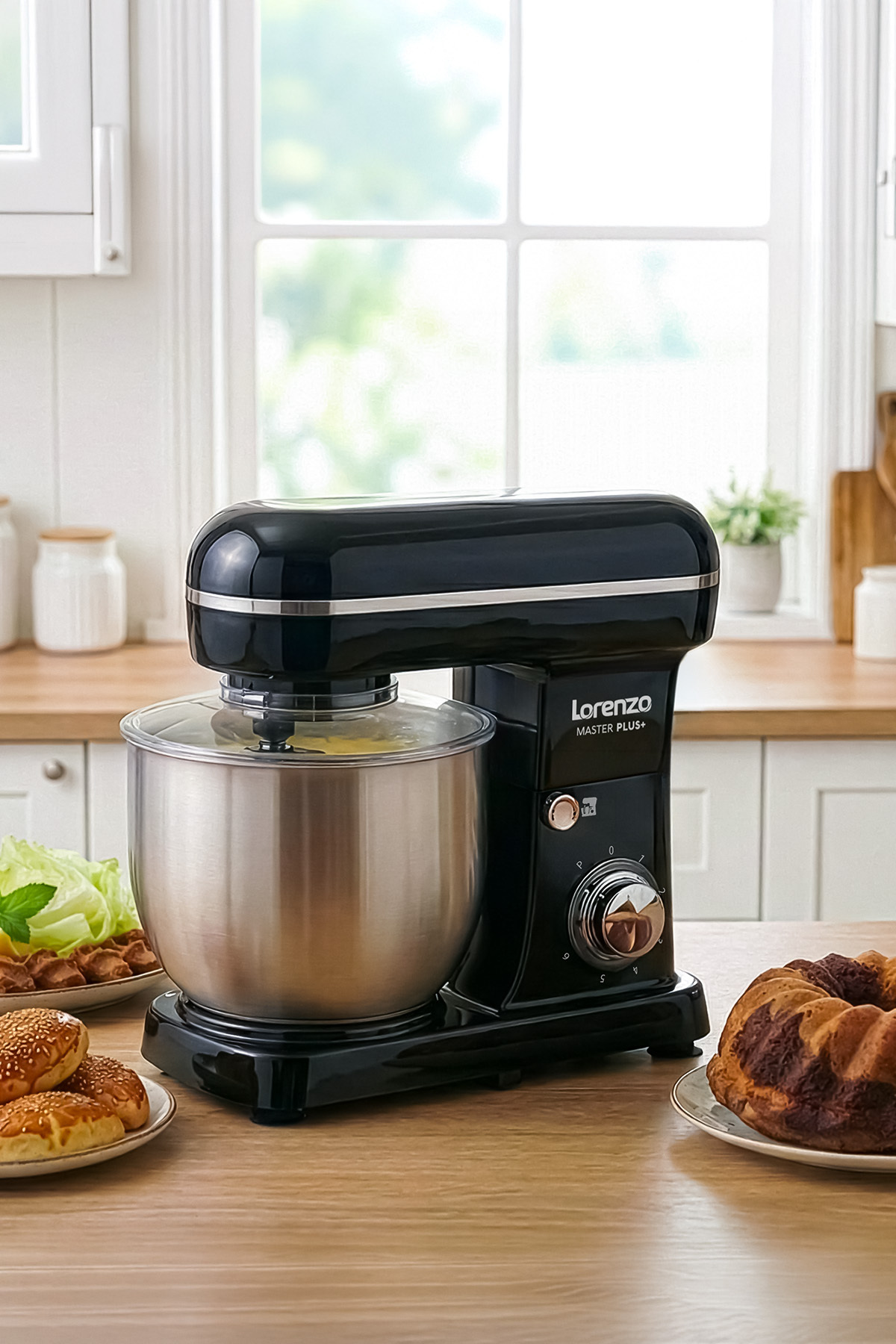 Lorenzo MasterPlus Hamur Yoğurma Mutfak Şefi Stand Mixer 6 lt 1500 W Çiğköfte,Krema Siyah