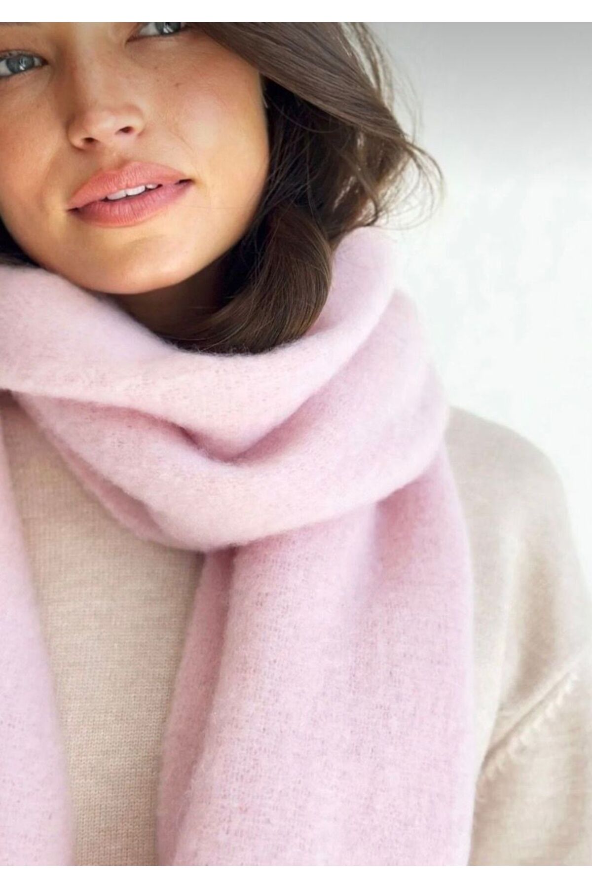 LİNORA Scarf Puffy Pink Long 190cm 50cm- Trendyol