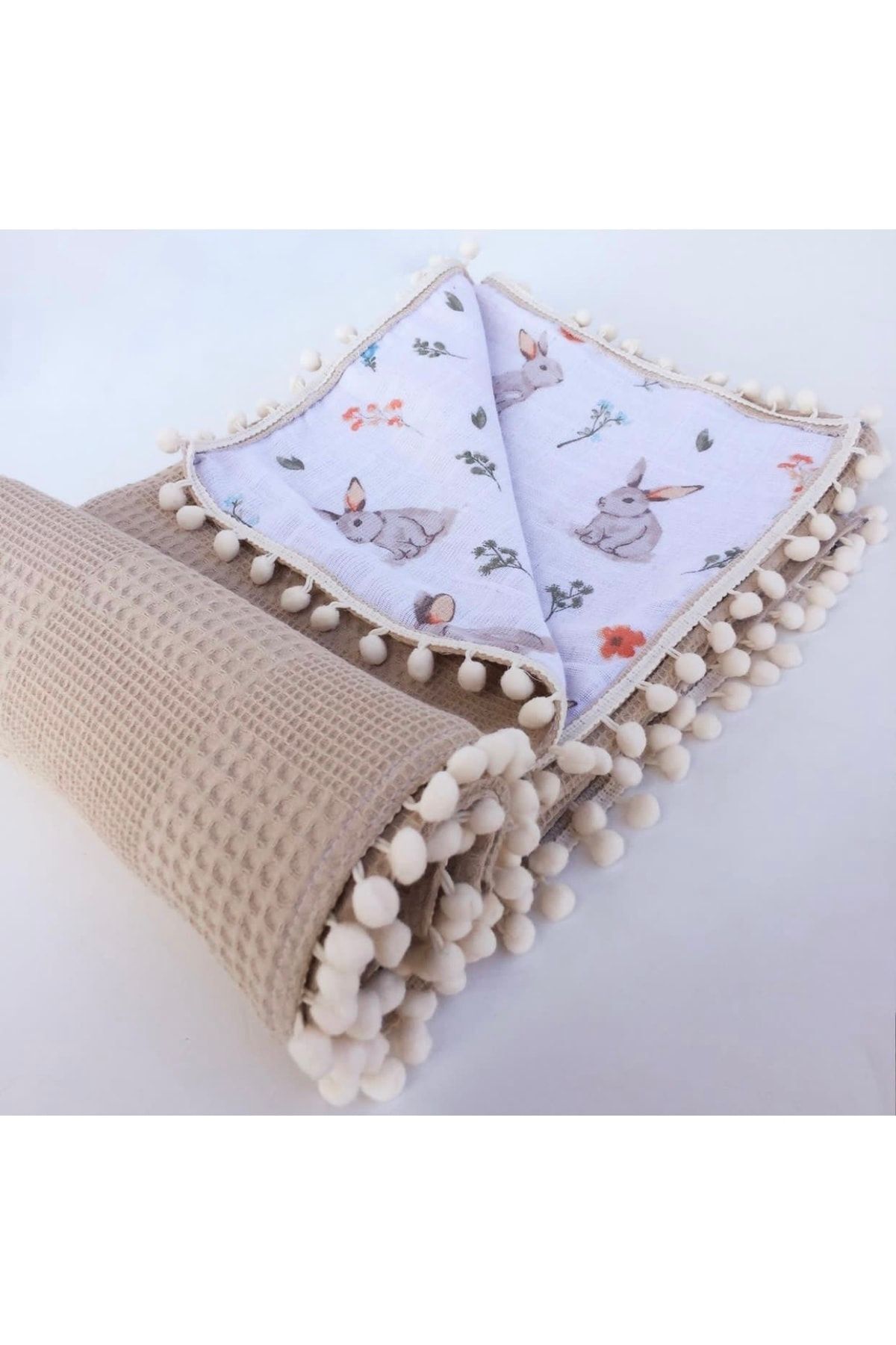 FG Store %100 Pamuk Çok Amaçlı Çift Katlı Petek Pike/müslin Battaniye (80X100) fotoğrafı 4 (önizleme)