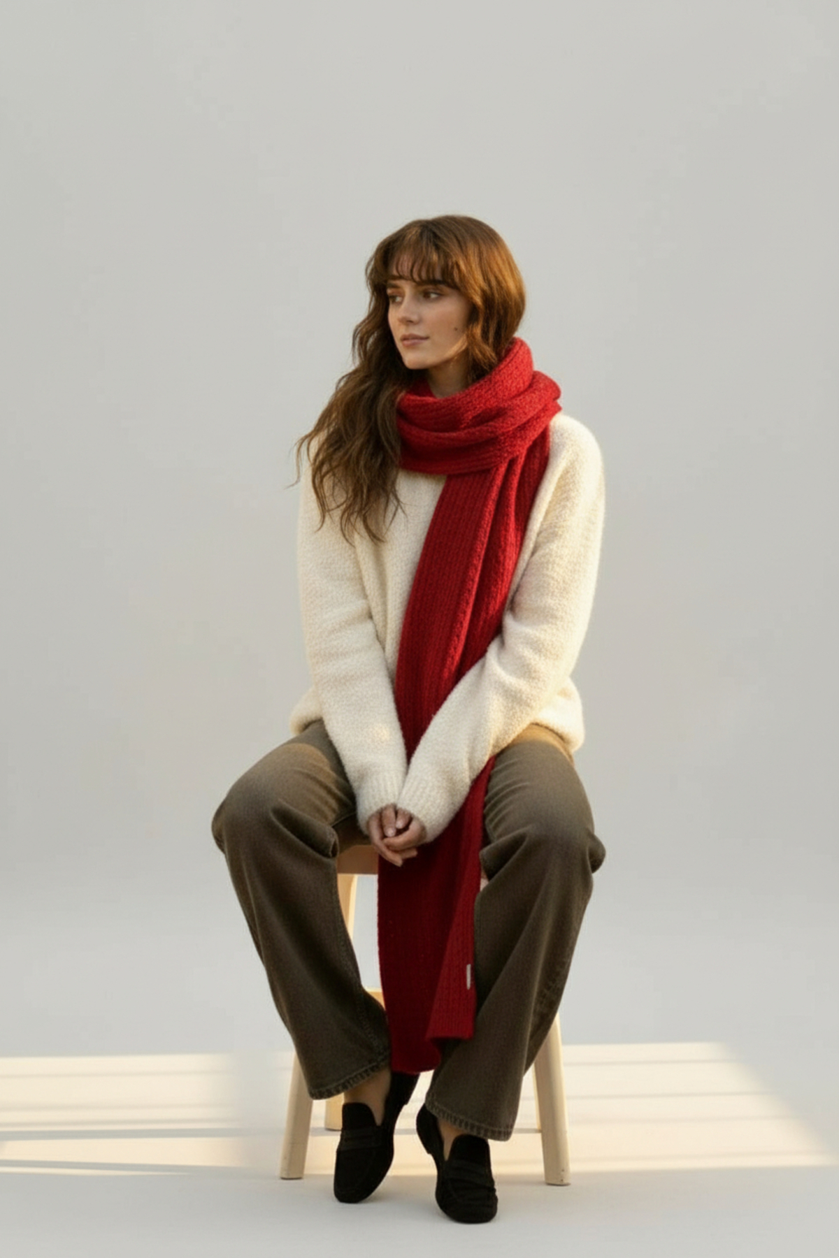 VARM  Soft Yumuşak Dokulu Uzun Geniş Triko Atkı - Görsel 3