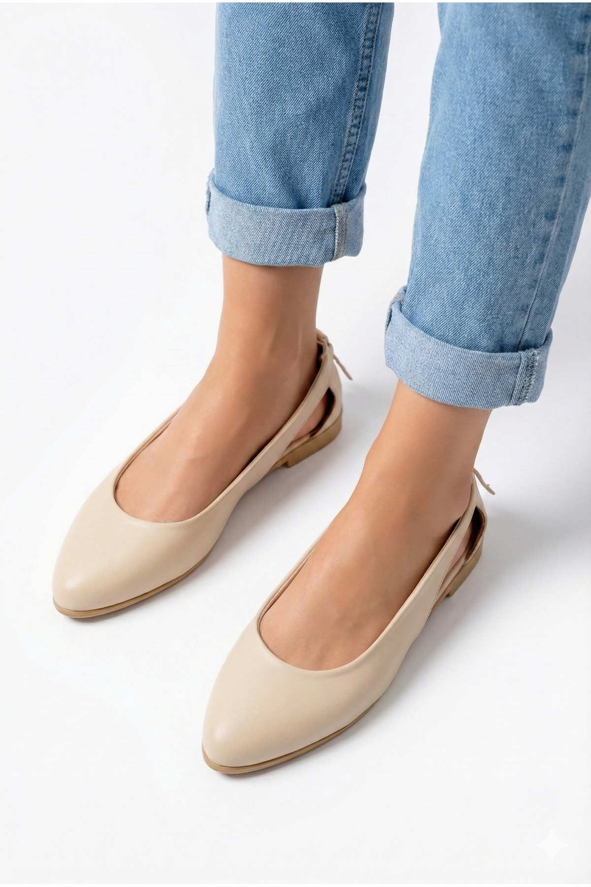 StWenn  Krem Kadın Babet Rahat Ortopedik Taban Anne Ayakkabı Deri Cilt - Görsel 3