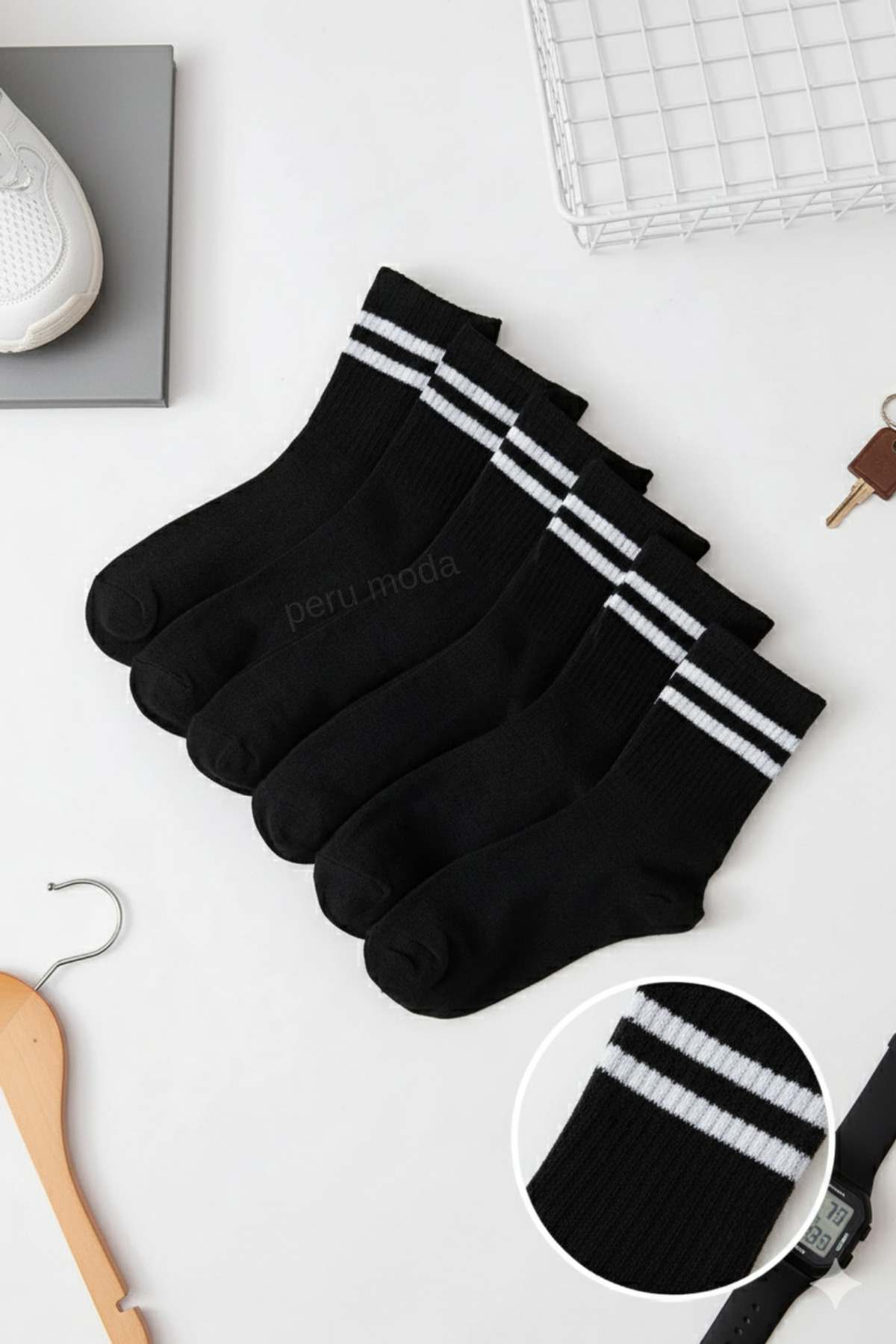 peru moda 6 Çift Kolej Tenis Çorap Seti Pamuklu 4 Mevsim Unisex Set