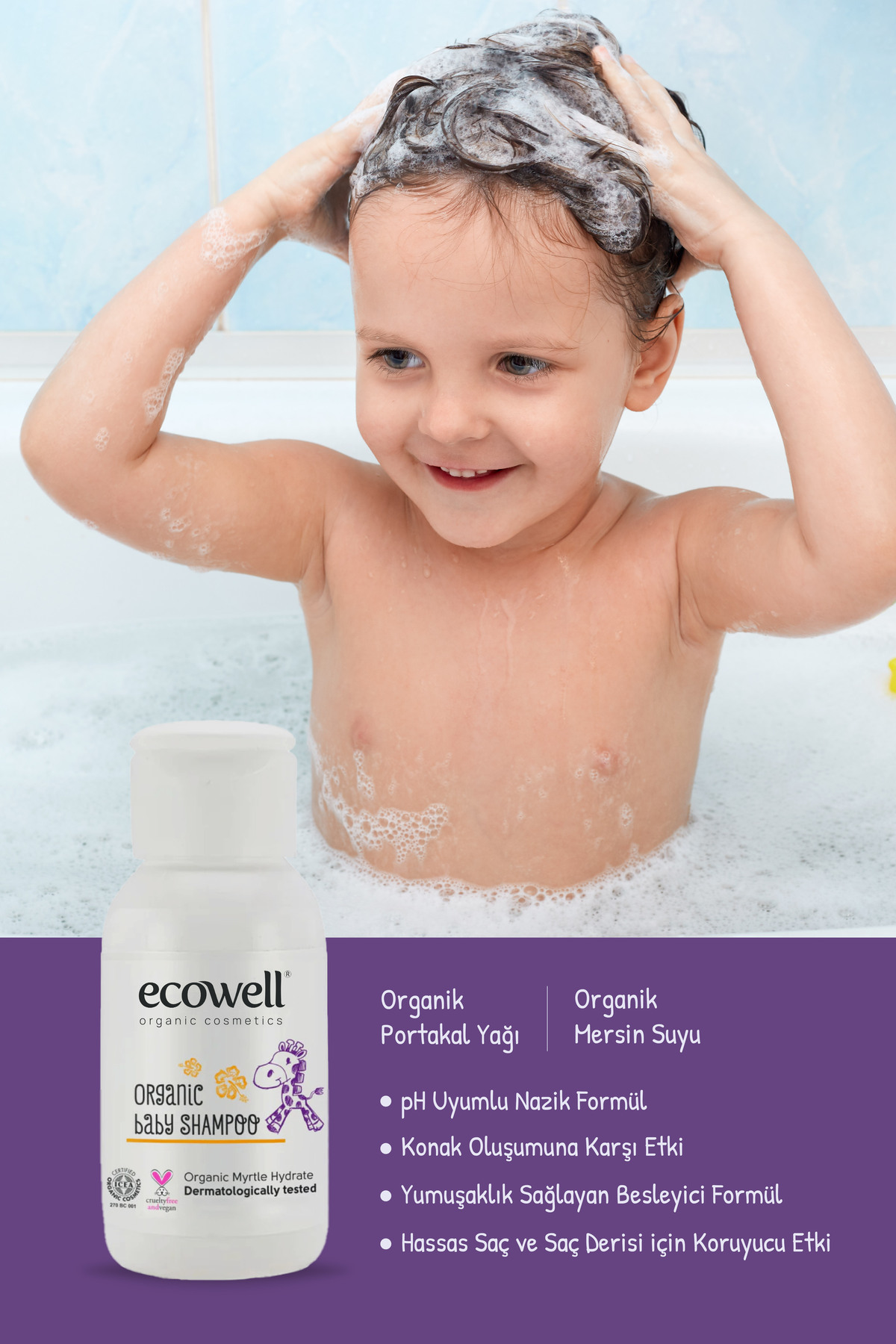 Ecowell Organik Bebe Şampuanı - Seyahat Boy (50 ml) fotoğrafı 2 (önizleme)