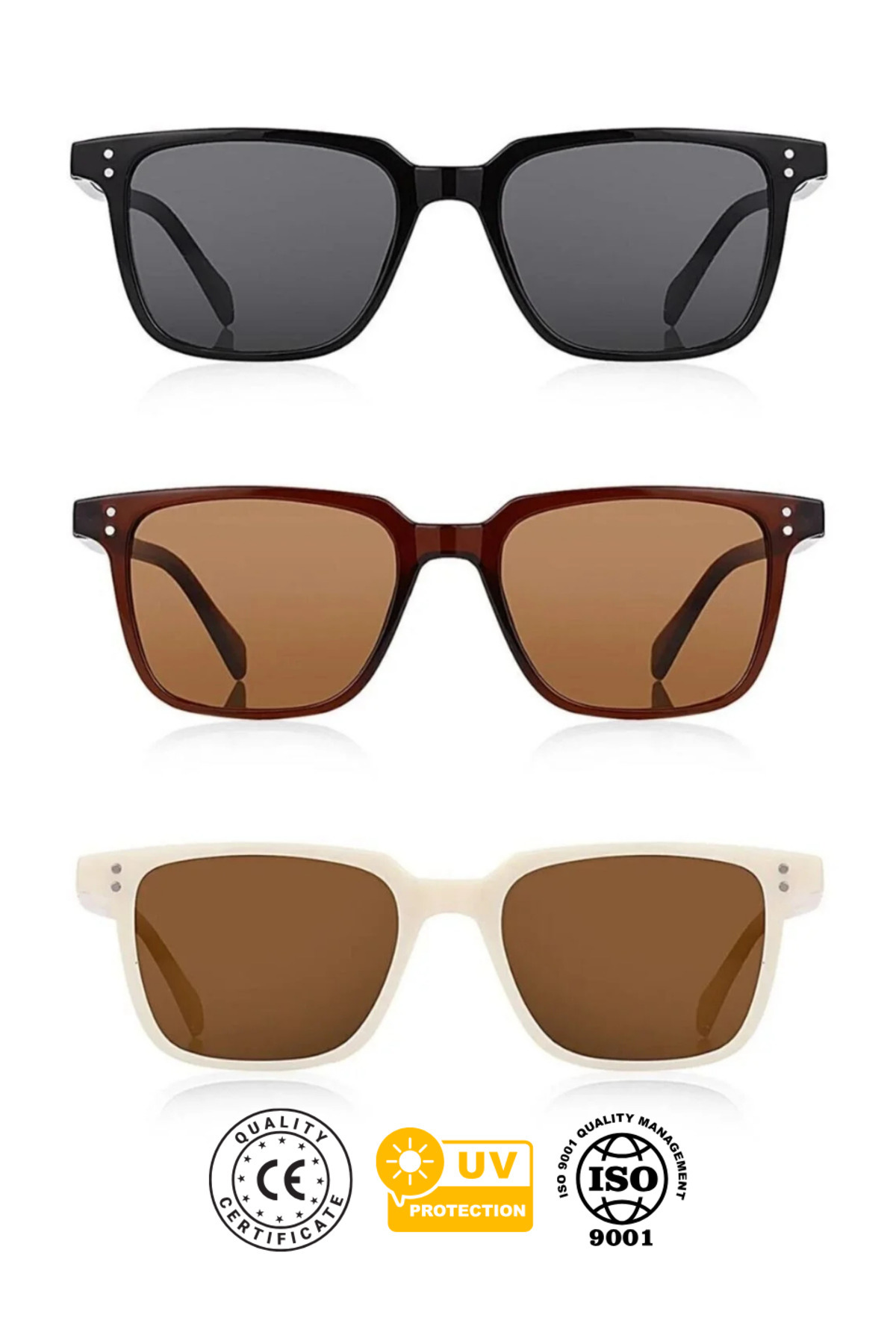 Kinary  Unisex Güneş Gözlüğü 3'lü Fırsat Seti 2028 - Görsel 2