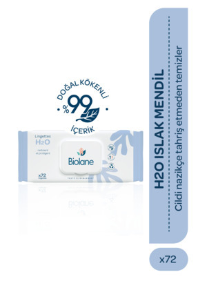 Biolane %99 Doğal İçerikli %100 Doğal Lifli H2O Kalın Bebekler için Islak Men...