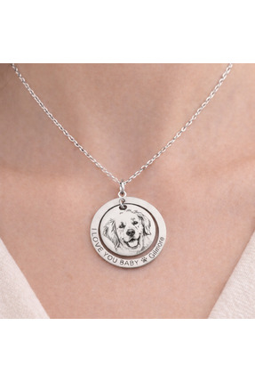 Soleildor 925 ayar Orijinal Gümüş Sallantılı Evcil Hayvan Resimli İsimli Gümü...