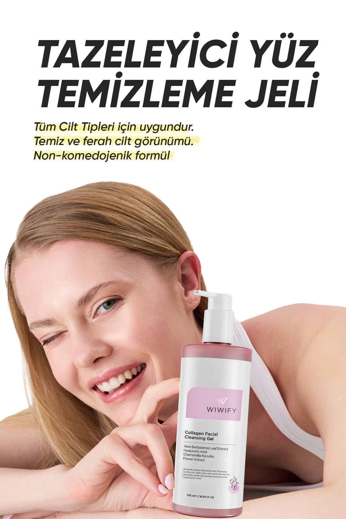 Arındırıcı, Tazeleyici Yüz Temizleme Jeli (Aloe Vera Ve Papatya Özlü + Hyaluronic Acid) 500 ML — 115 — تصویر 4 از 6