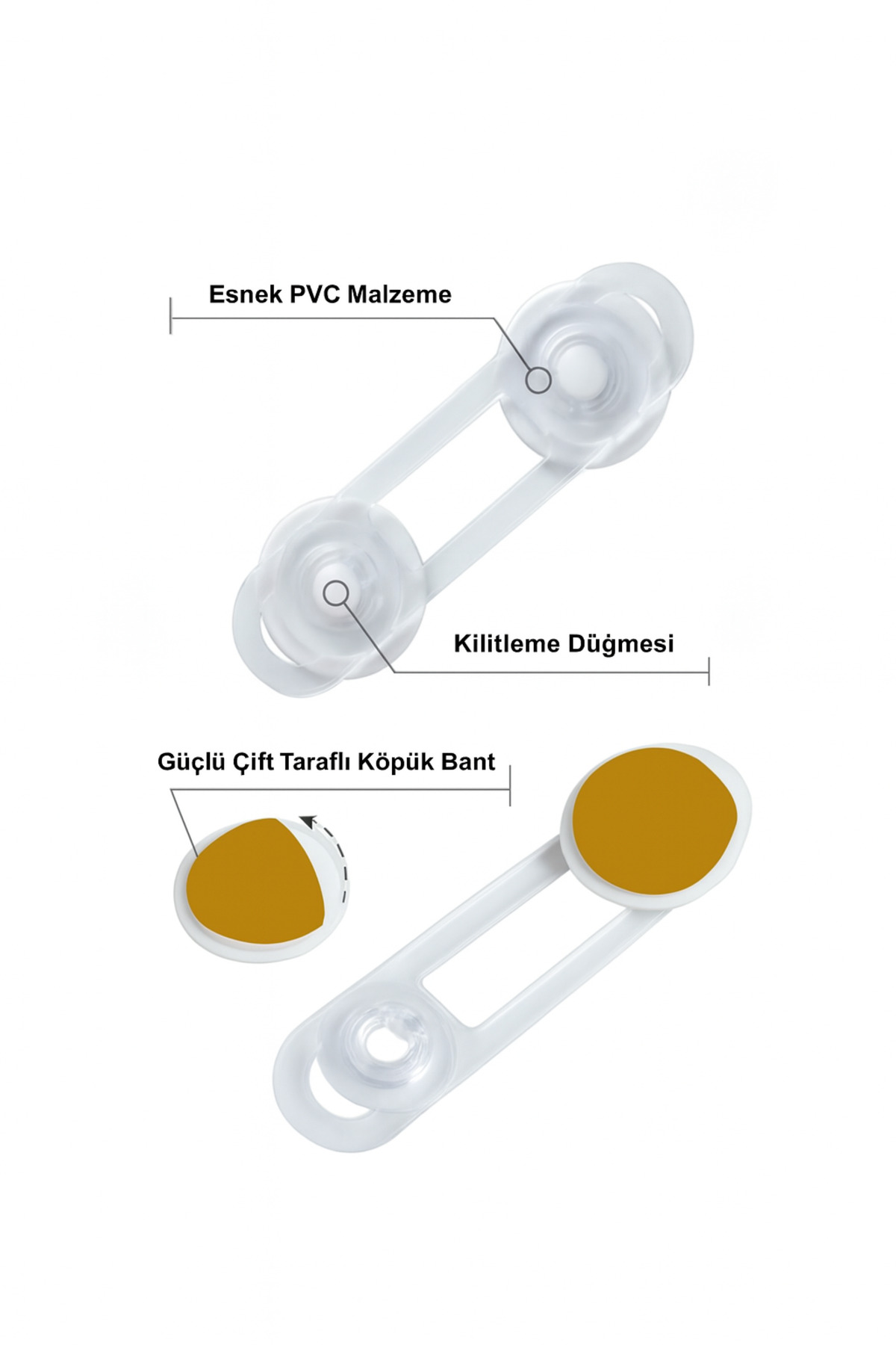 WAPPA 2 ADET Emniyet Kilidi Çocuk Güvenlik Mandalı Çok Dolap Çekmece Kilidi İskandinav Model fotoğrafı 5 (önizleme)