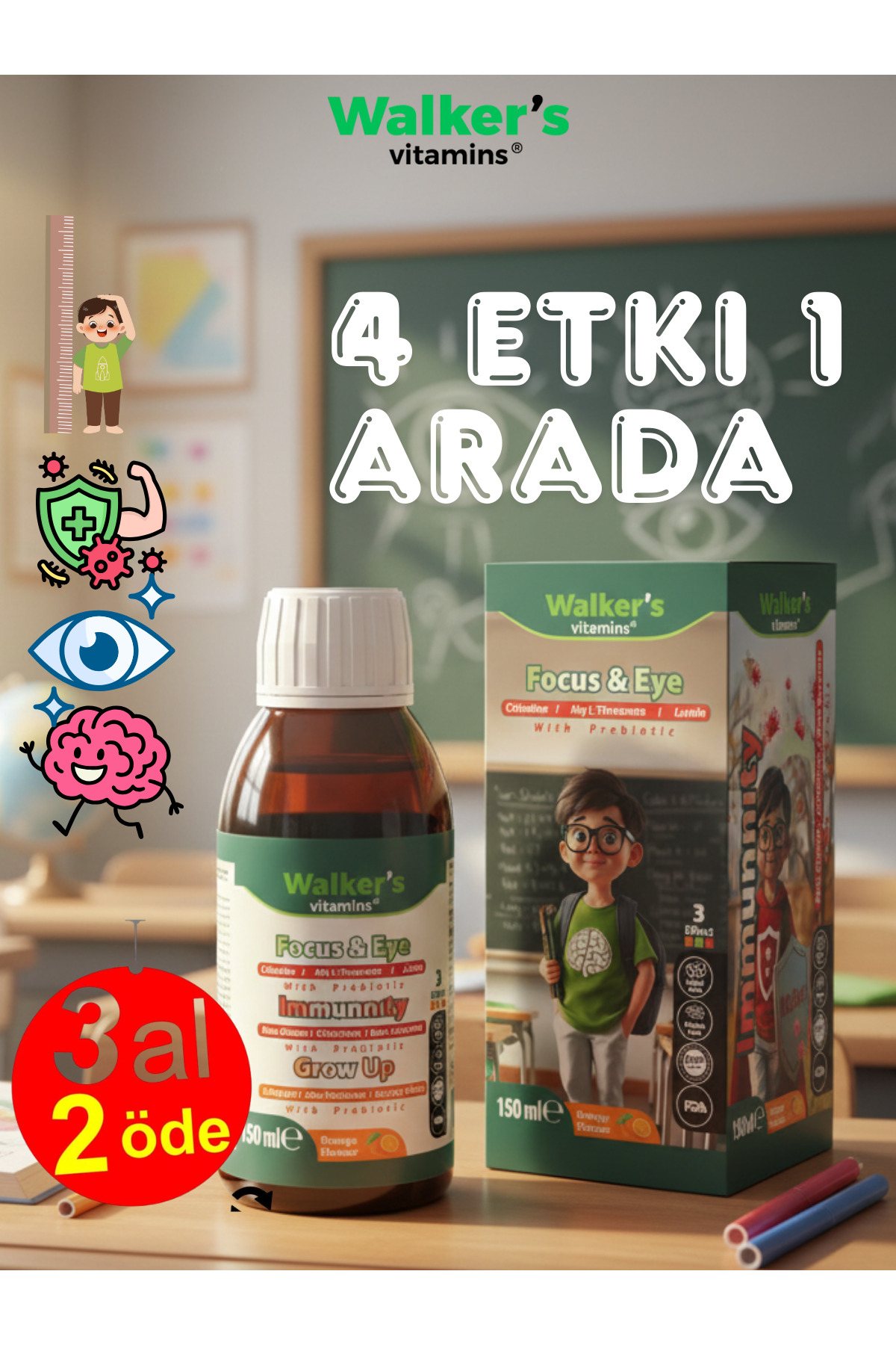 Walkers Focus Eye Kids Şurup ( Sitikolin, Lutein , Beta Glukan)