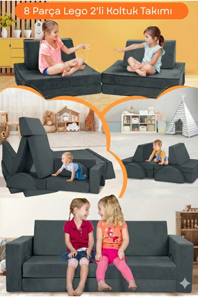 SABY 8 Parça Lego Modüler Bebek ve Çocuk Odası Koltuğu Koltuk Takımı